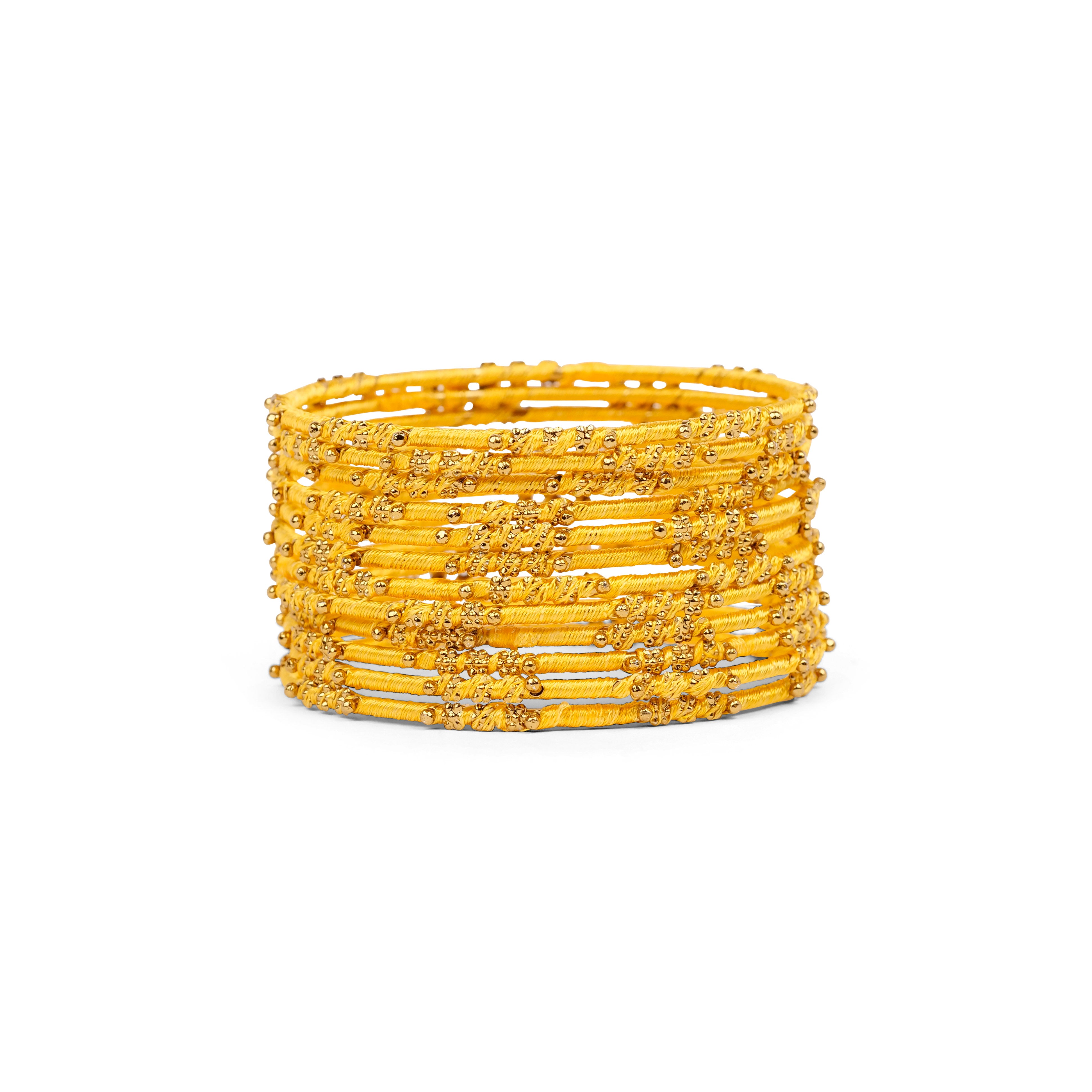 Yellow Floral Thread Bangles