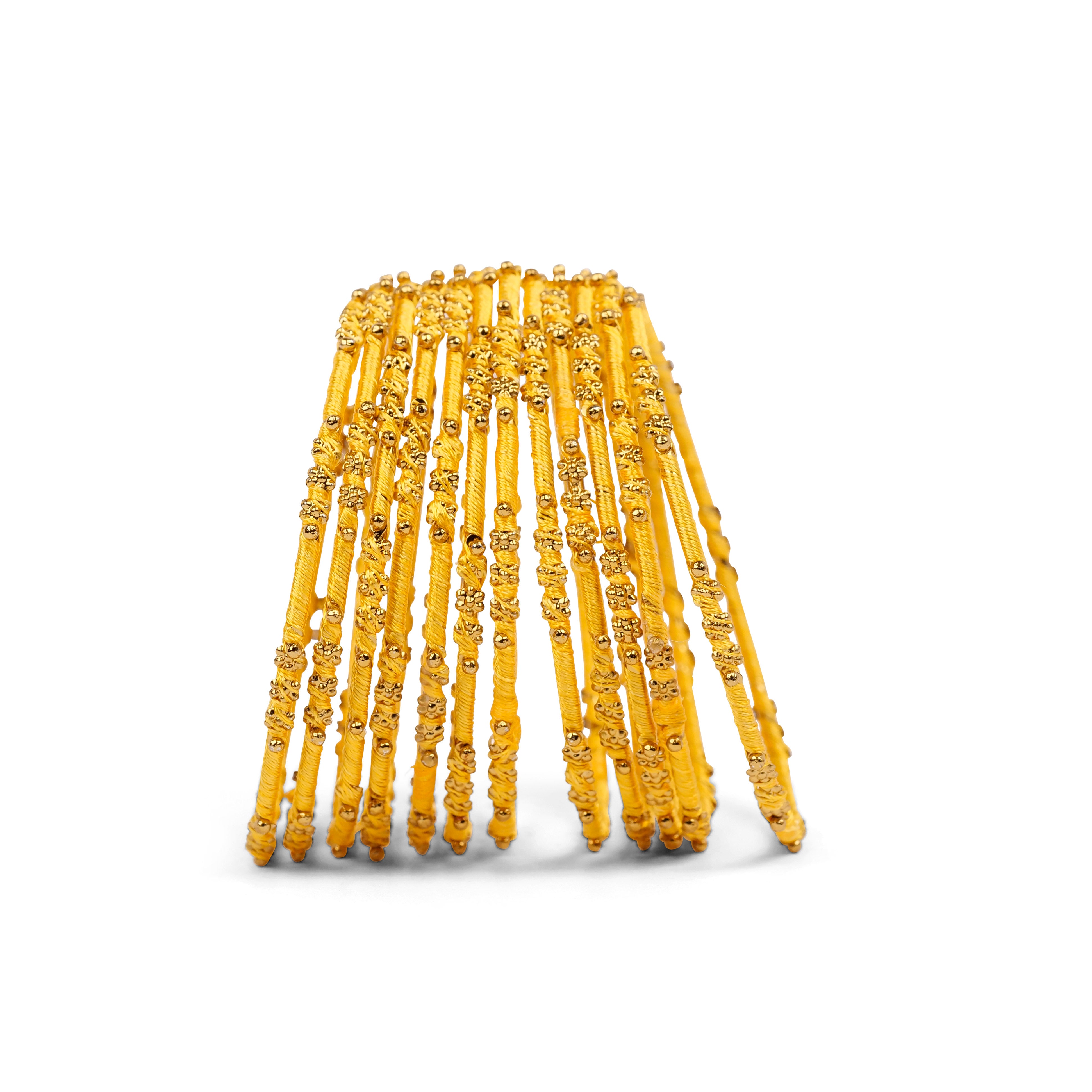 Yellow Floral Thread Bangles