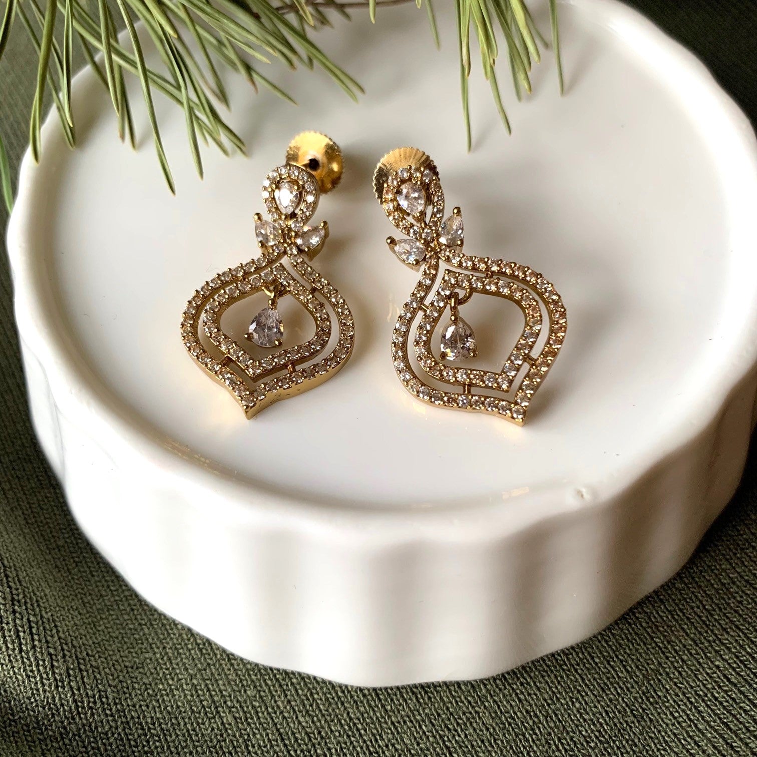 Alayna Cubic Zirconia Earrings in Light Topaz