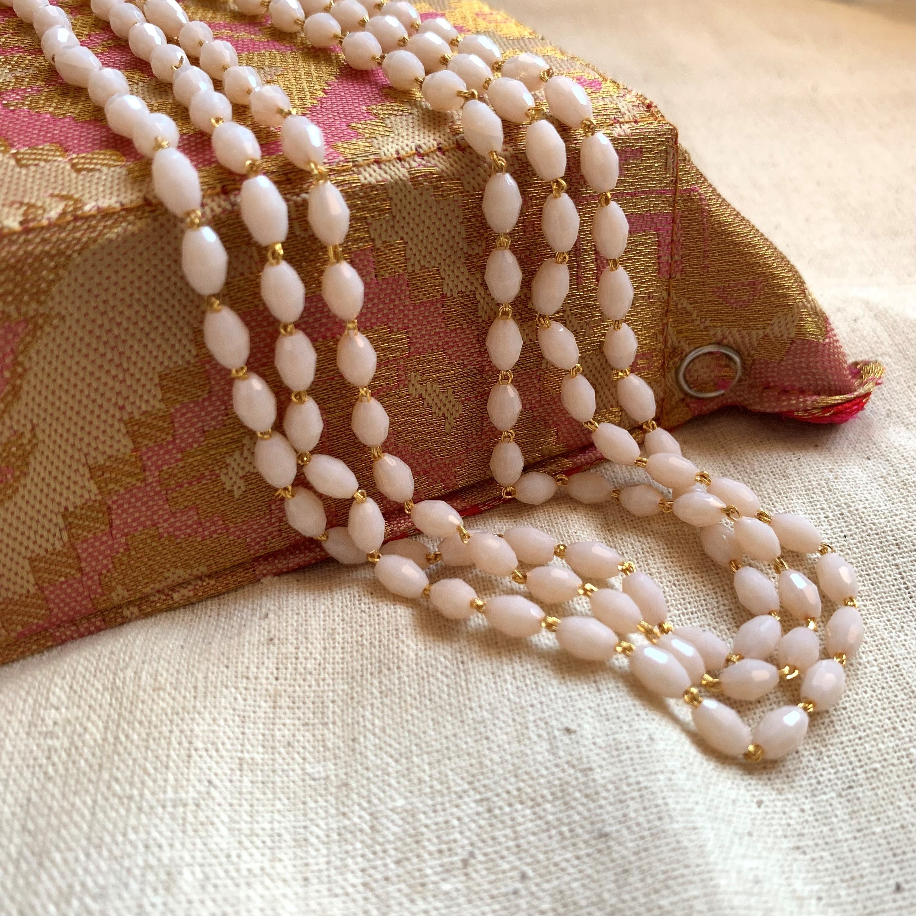 Beaded Necklace to Treasure in Light Pink