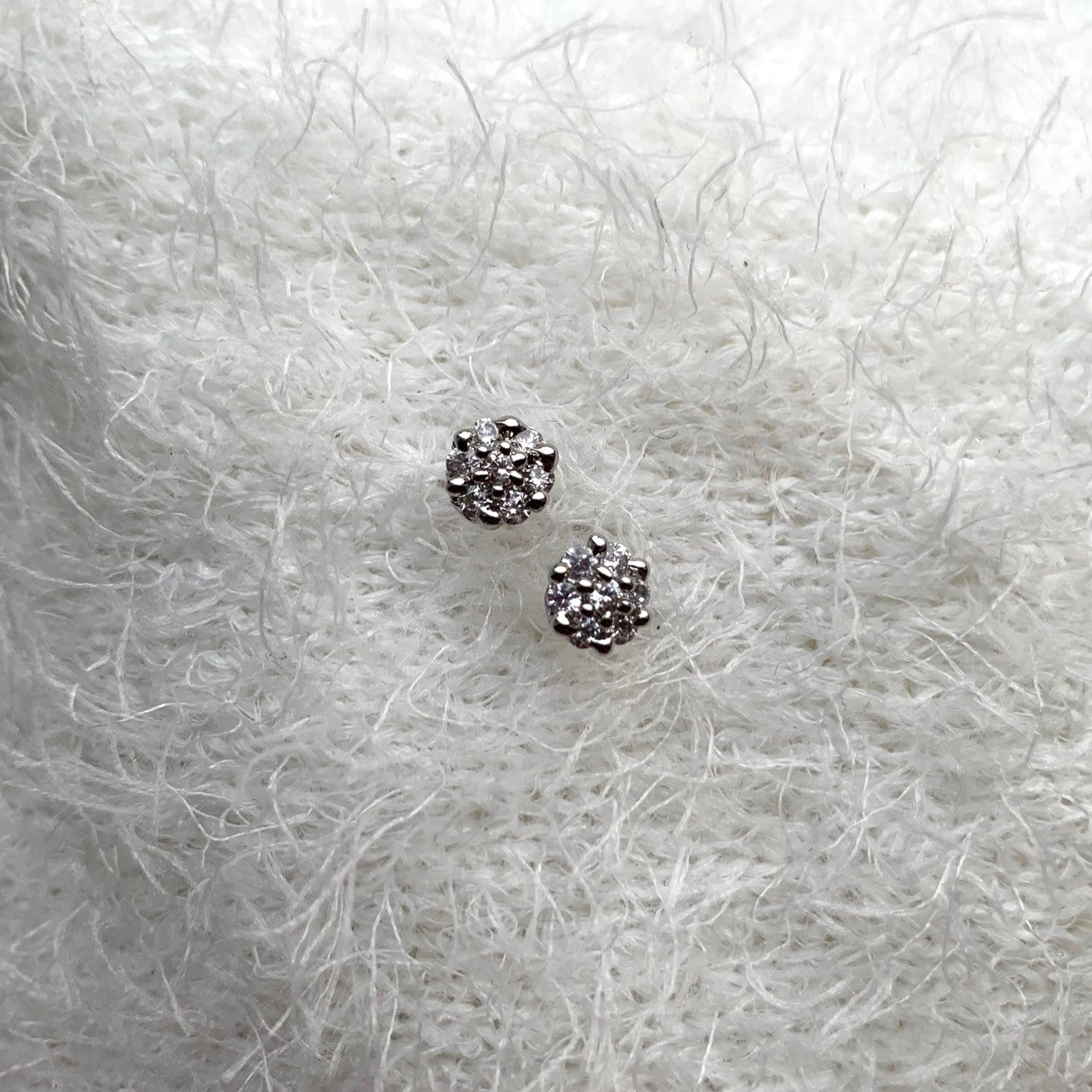 Classic Round Cubic Zirconia Ear Studs in Rhodium