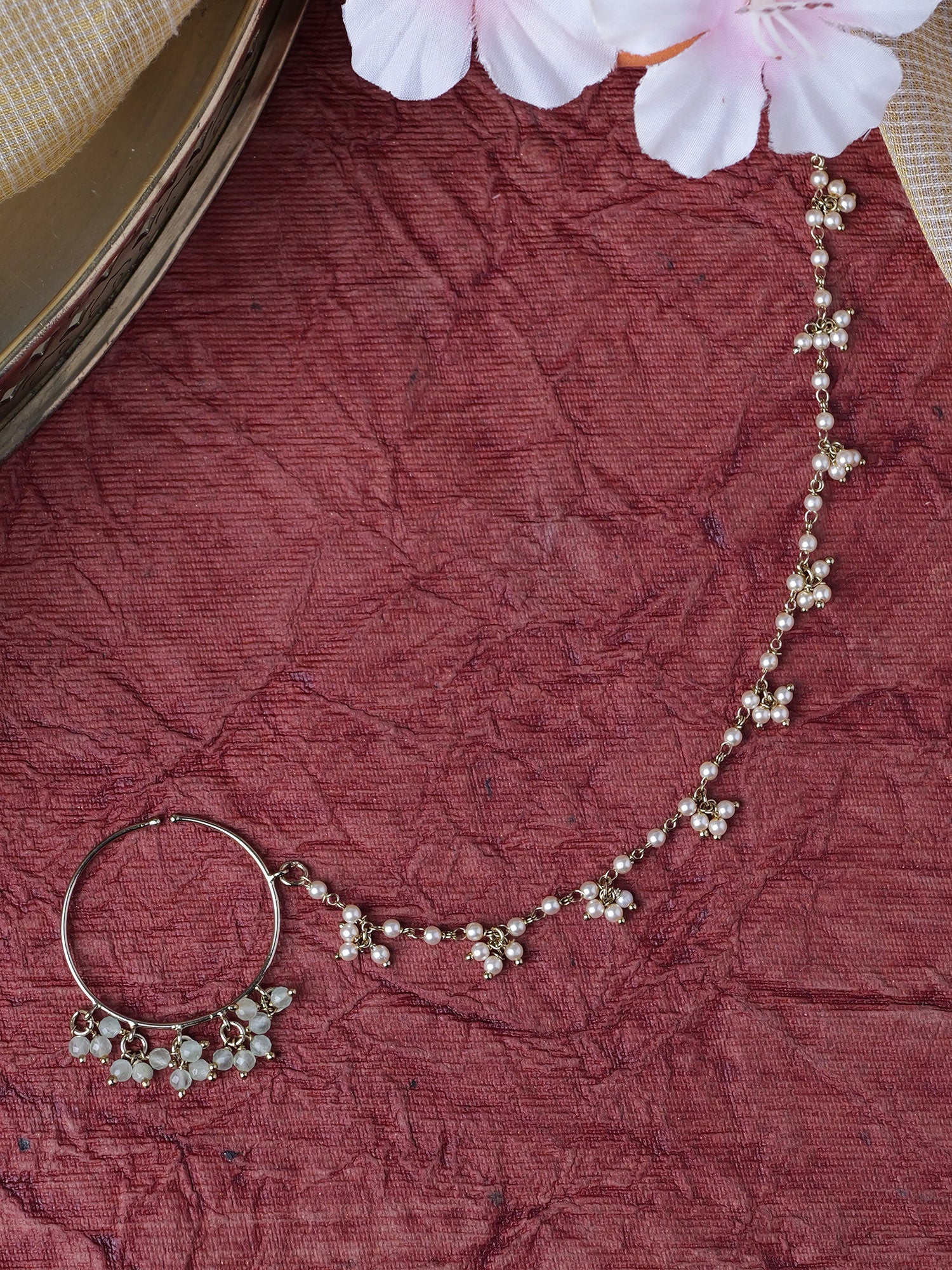 1.25" Cluster Bead Bridal Nose Ring in Mint