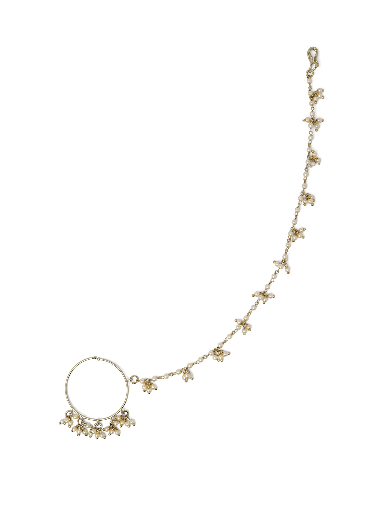 1.25" Cluster Bead Bridal Nose Ring in Champagne