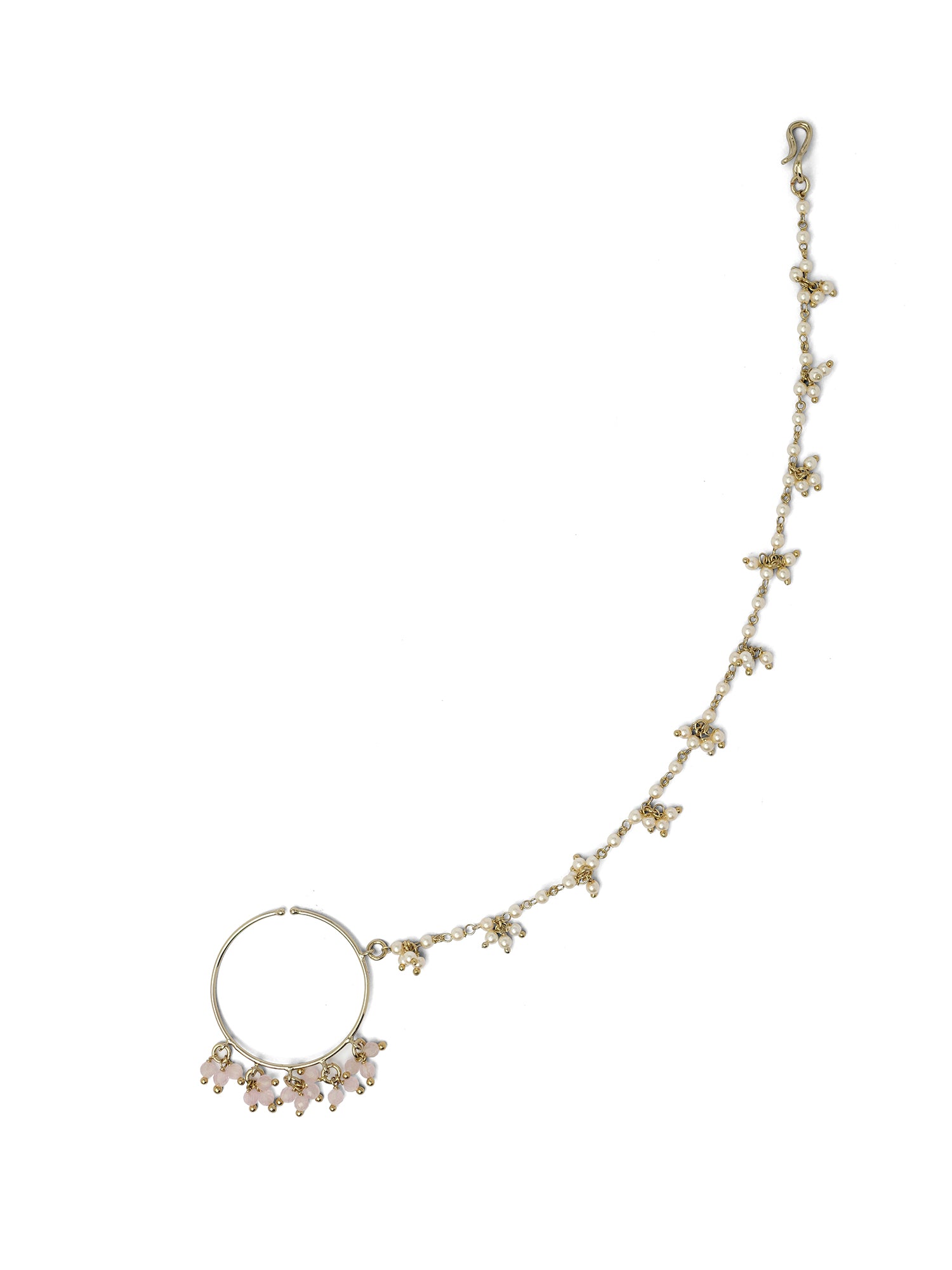 1.25" Cluster Bead Bridal Nose Ring in Light Pink