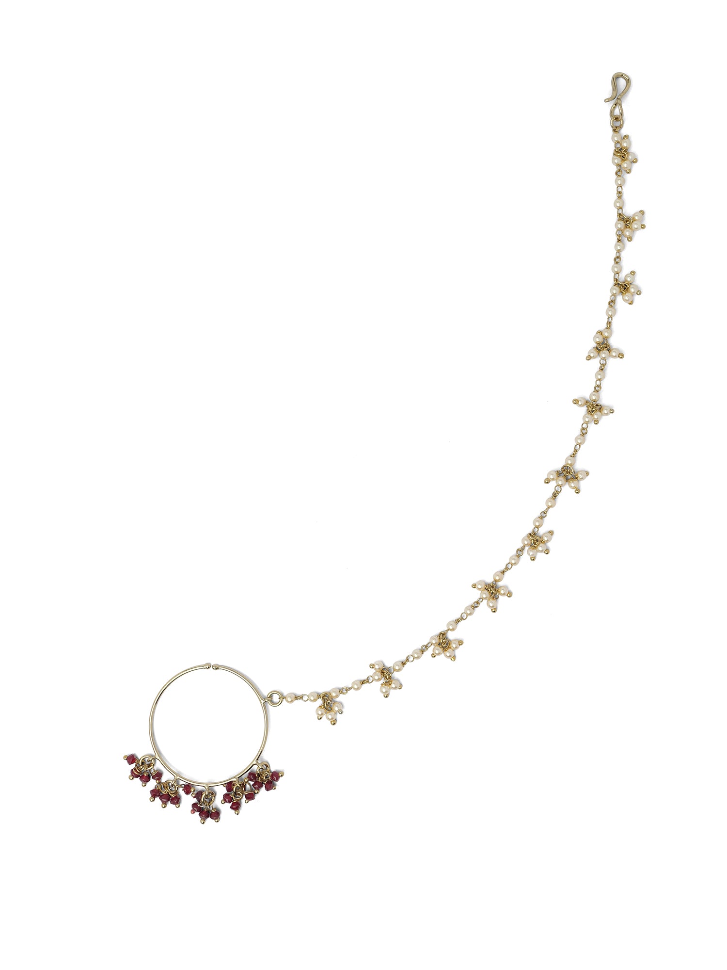 1.25" Cluster Bead Bridal Nose Ring in Maroon
