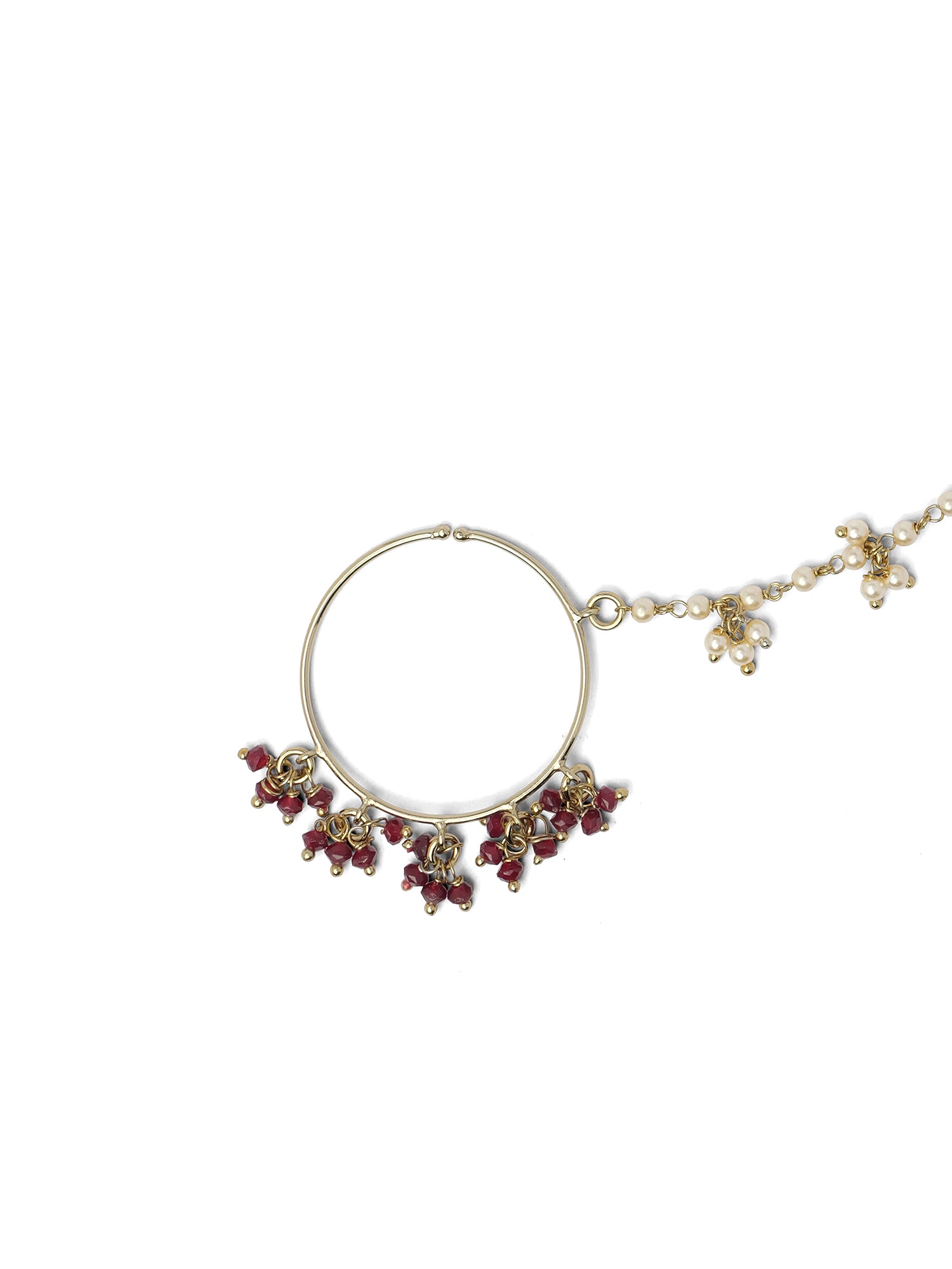 1.25" Cluster Bead Bridal Nose Ring in Maroon