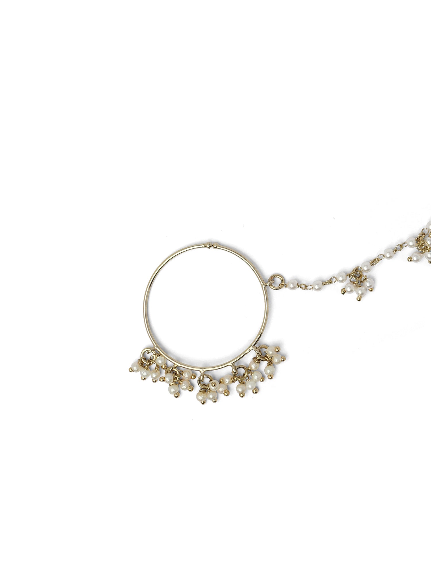 1.25" Cluster Bead Bridal Nose Ring in White