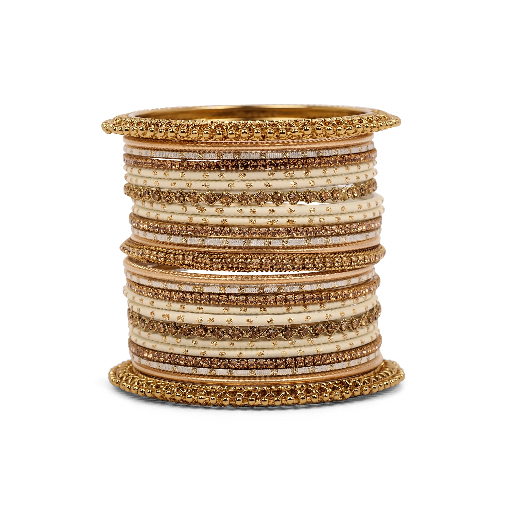 Traditional Cream and Antique Gold Bangle Set 