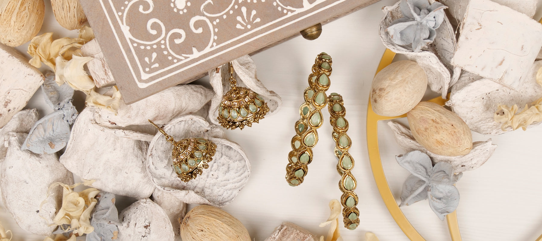 bees jewellery bangles and jhumka earrings