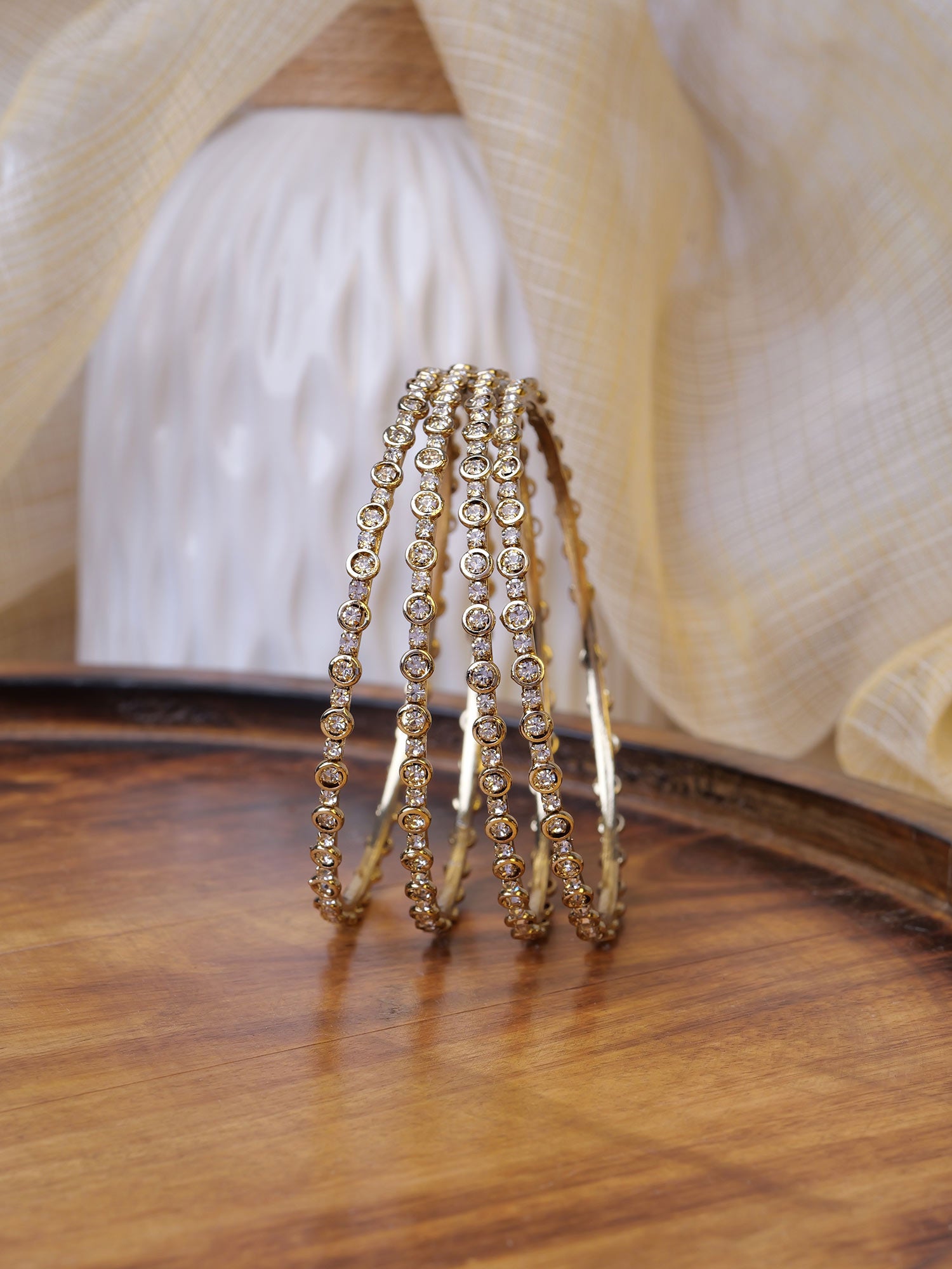 Aafreen Diamante Bangles in White