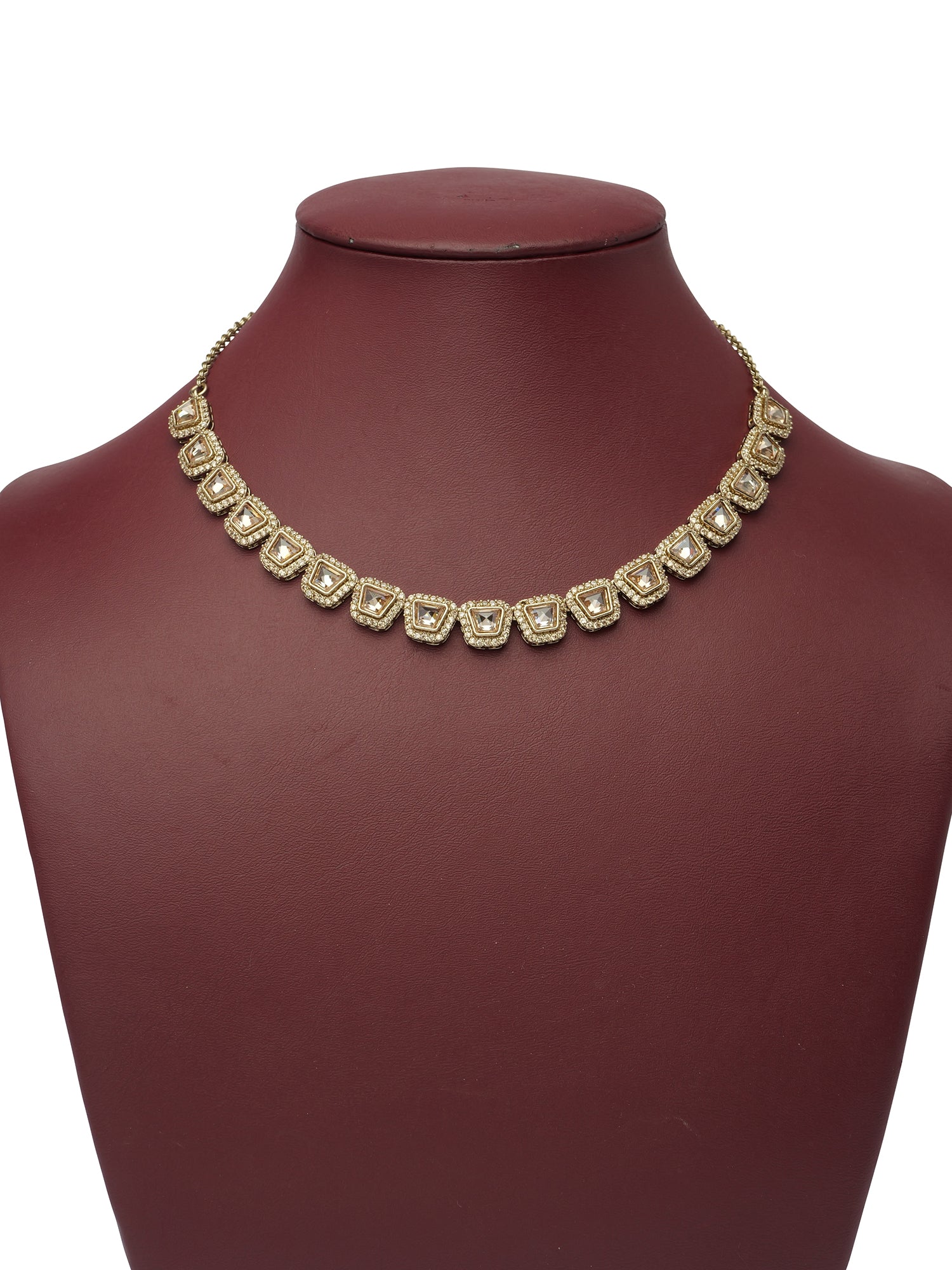 Aarini Simple Necklace Set in Champagne and Antique Gold