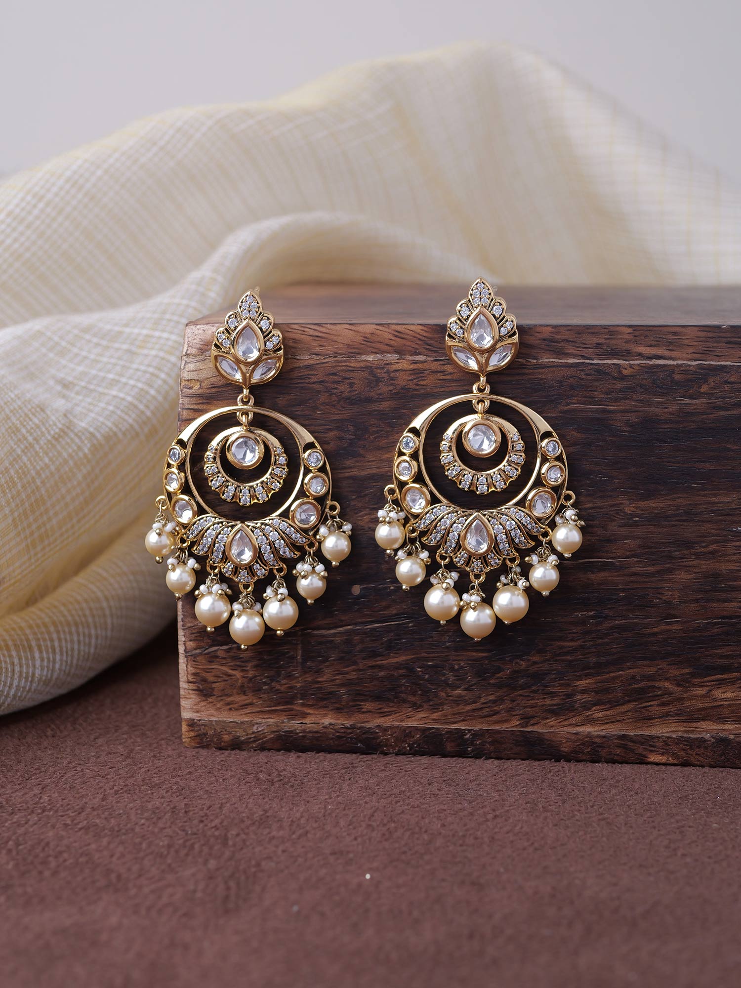 Aarna Chandbali Earrings in White