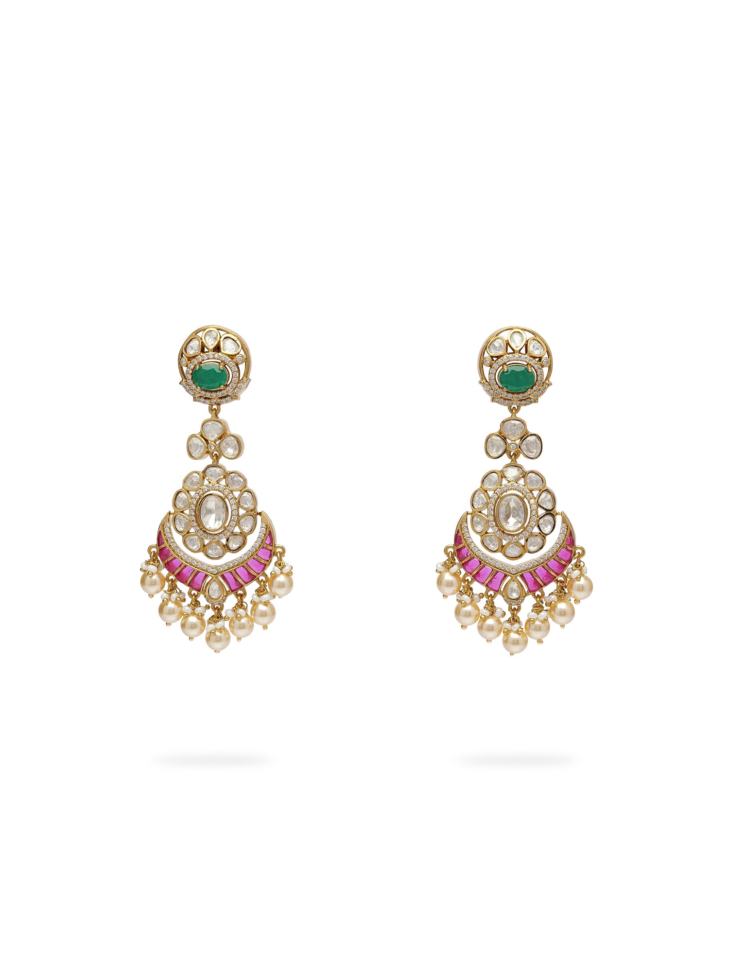 Aarshini Kundan Bridal Necklace Set in Green and Ruby