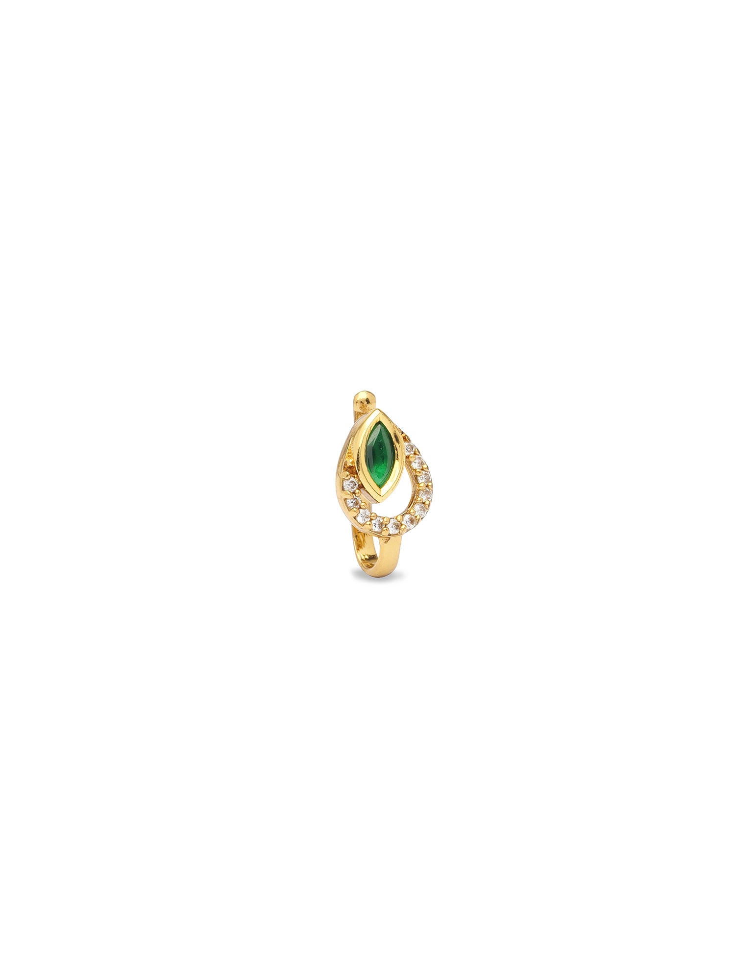Aashni Slip On Kundan Nose Pin in Green