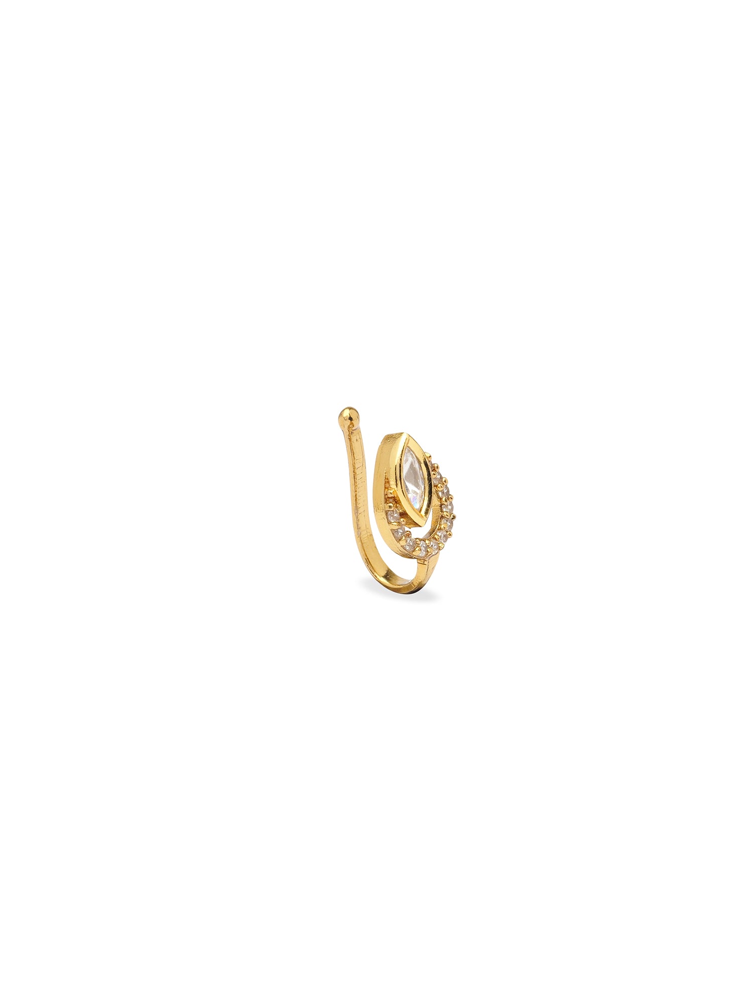 Aashni Slip On Kundan Nose Pin in White