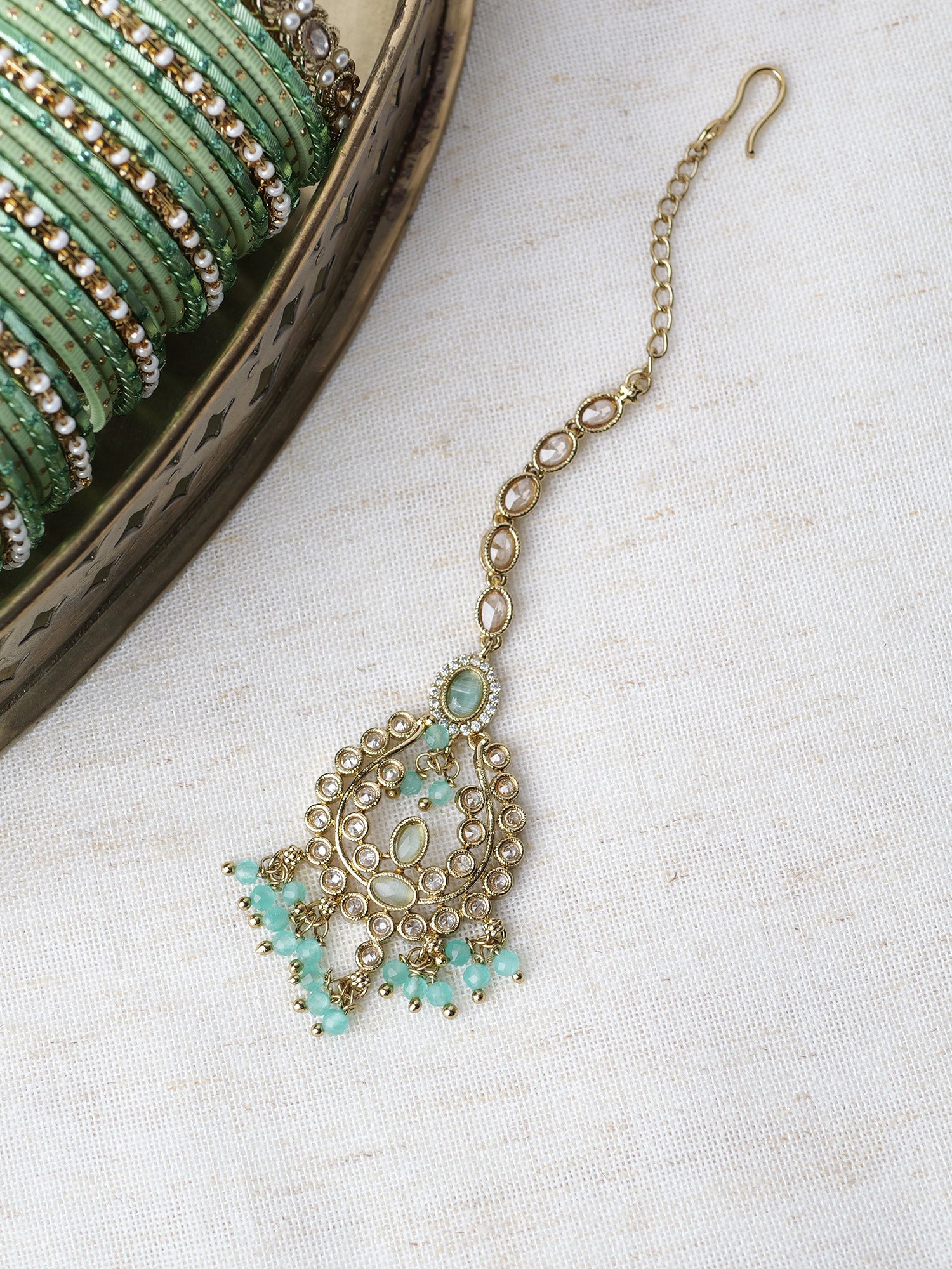 Adira Maang Tikka in Light Blue