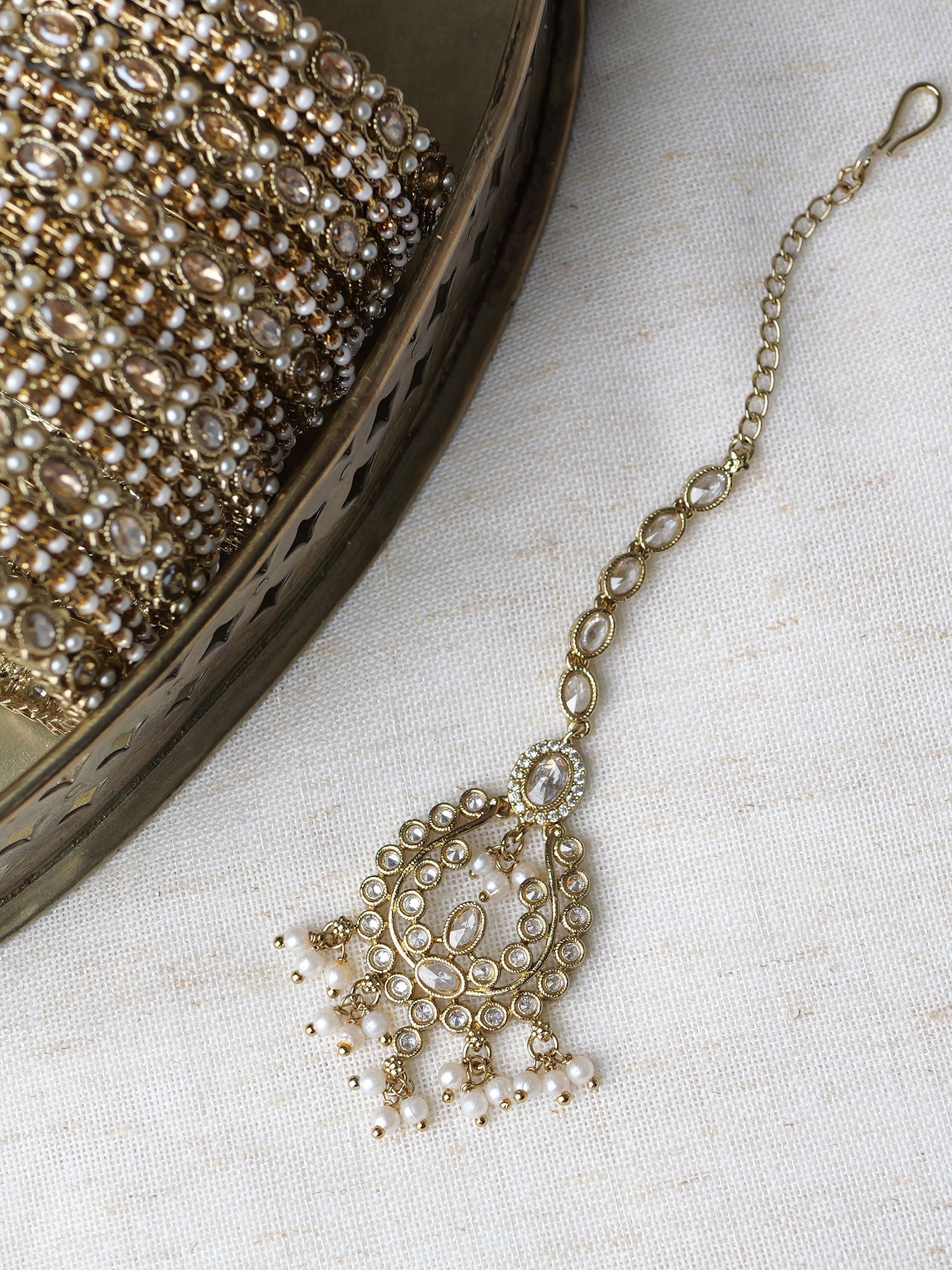 Adira Maang Tikka in White