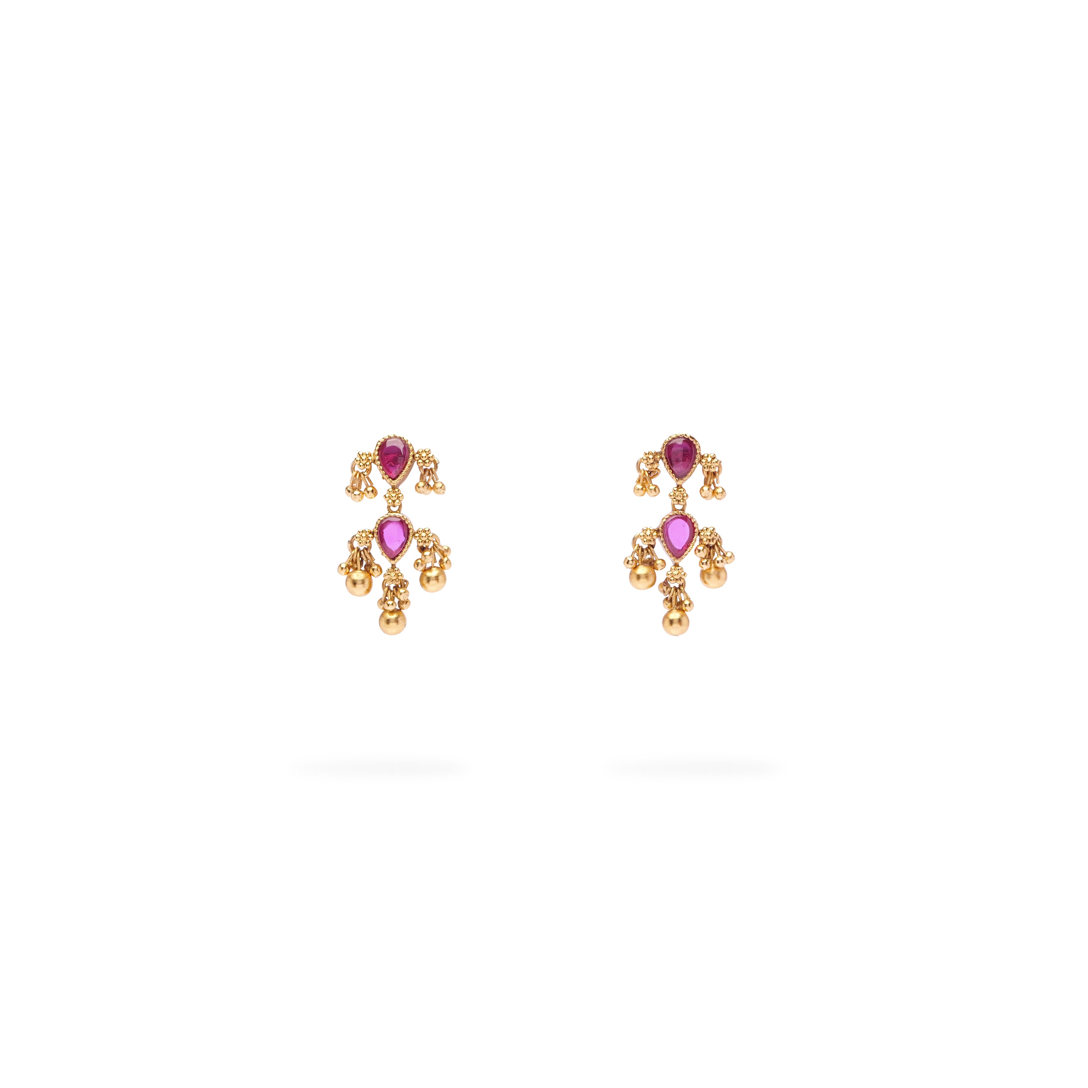  Aditi Earrings in Ruby and Antique Gold