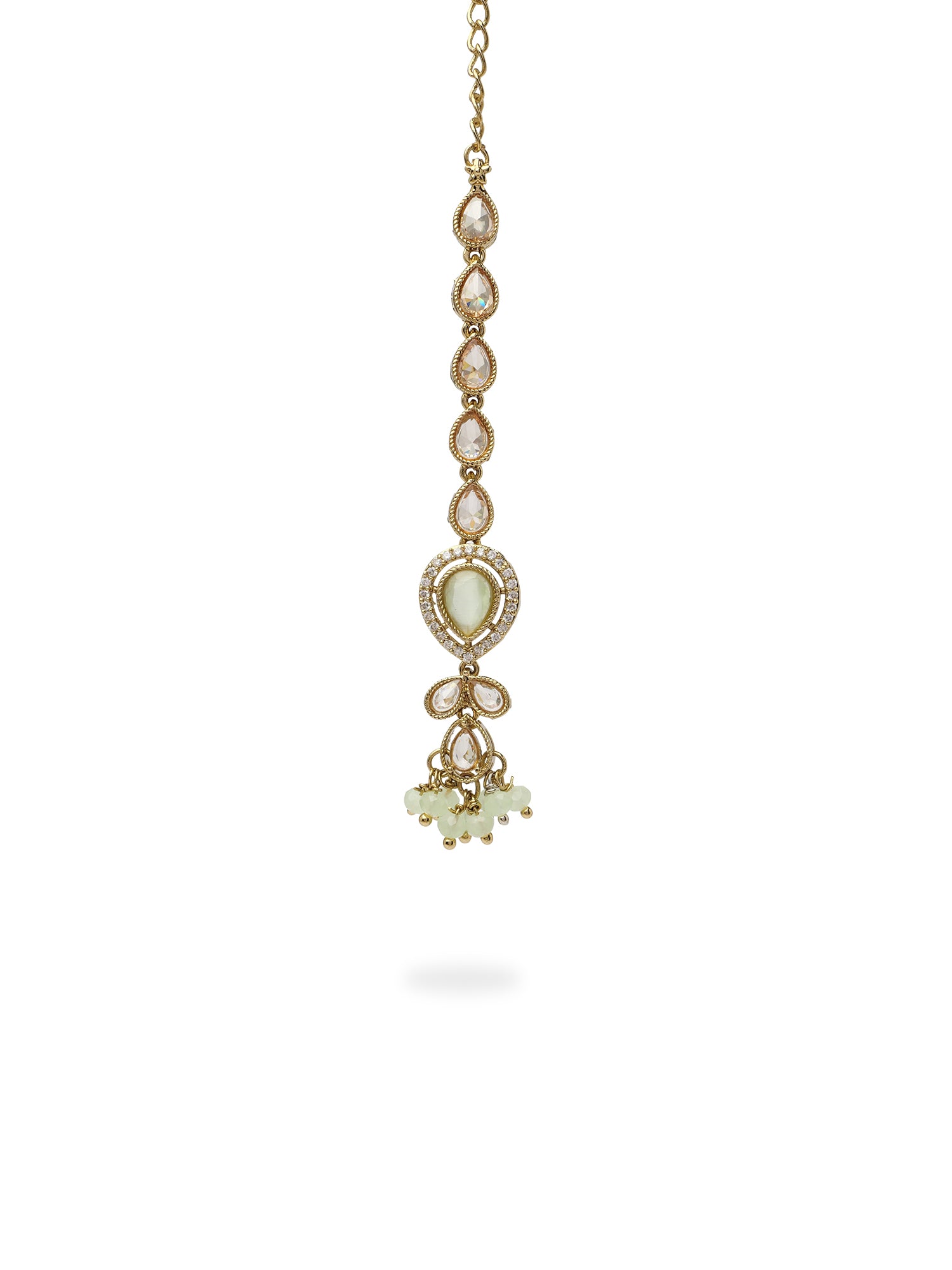 Aditi Maang Tikka in Mint and Antique Gold