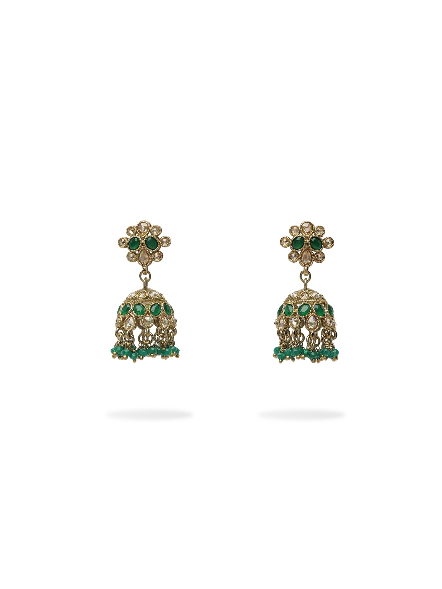 Afreen Necklace Set in Green and Antique Gold