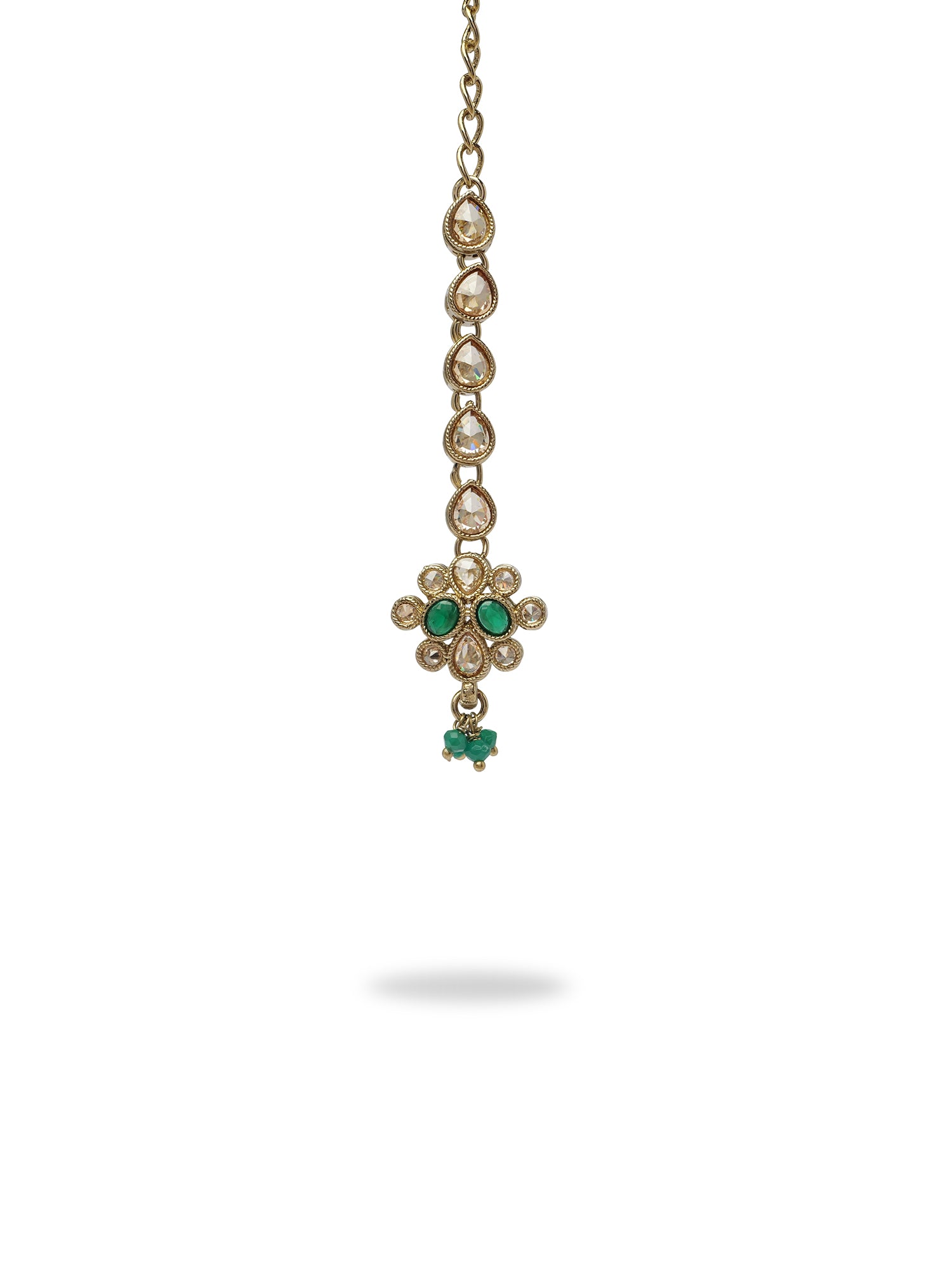 Afreen Necklace Set in Green and Antique Gold