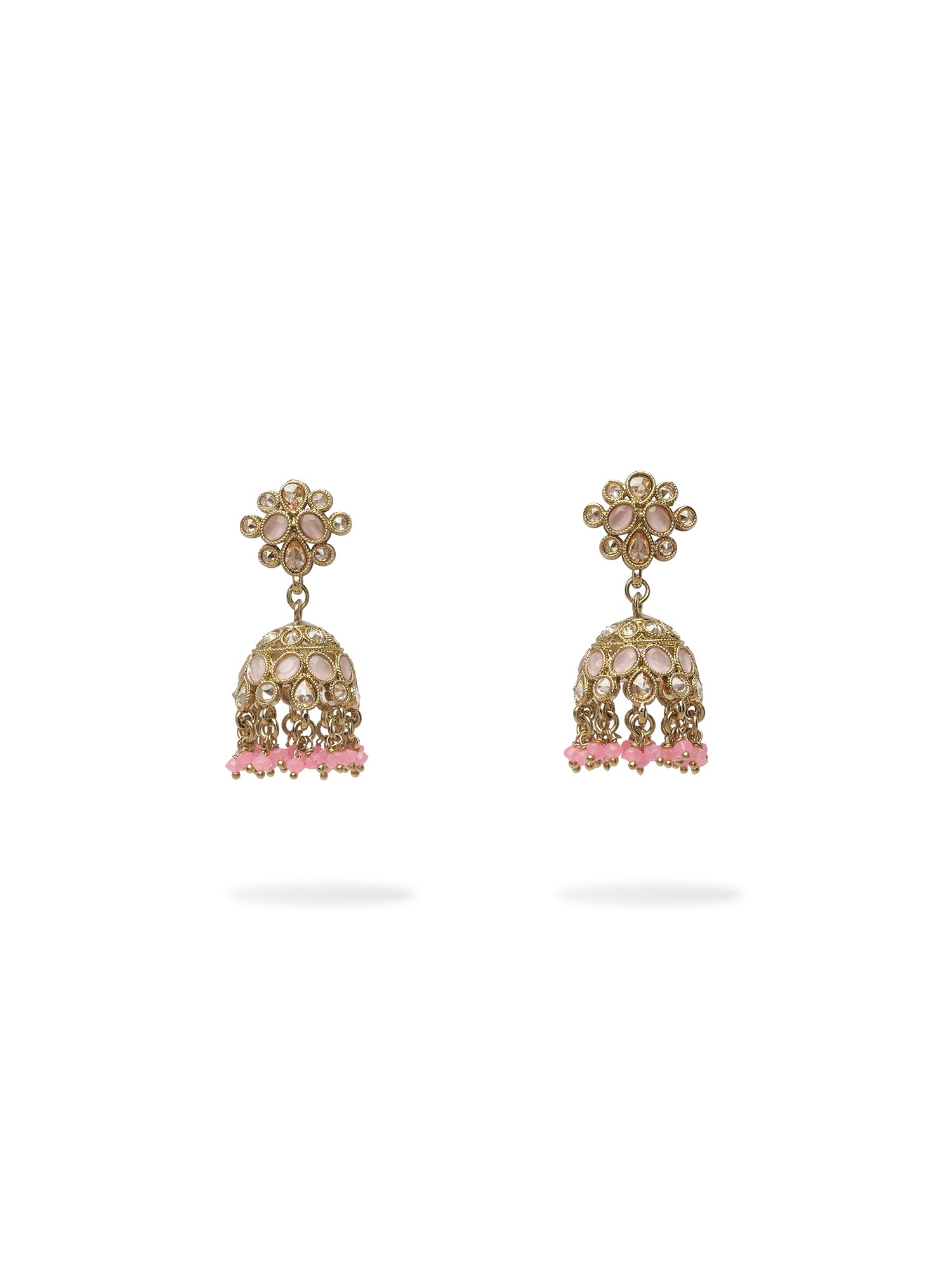 Afreen Necklace Set in Pink and Antique Gold