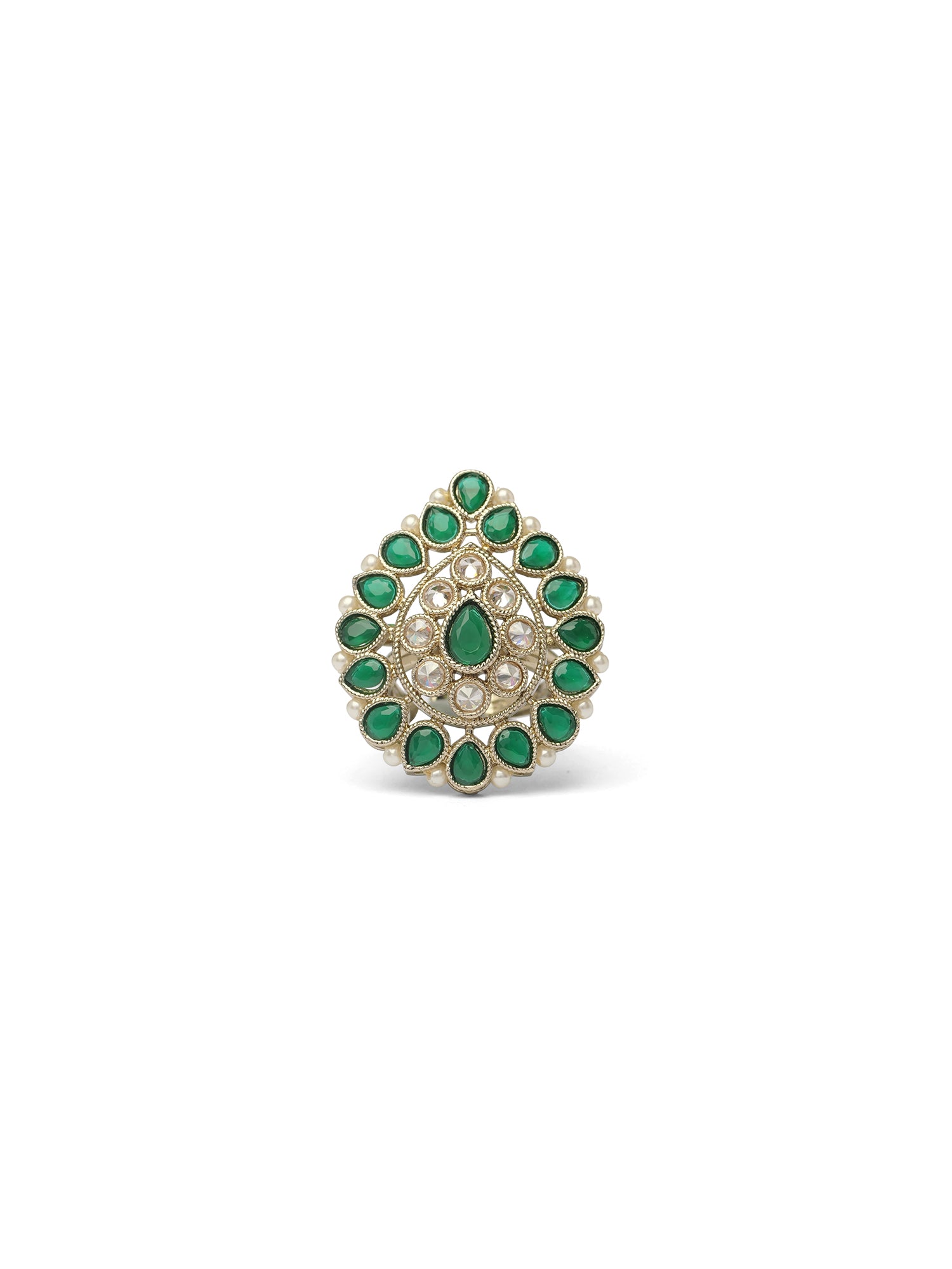 Afsana Pearl Edge Ring in Green