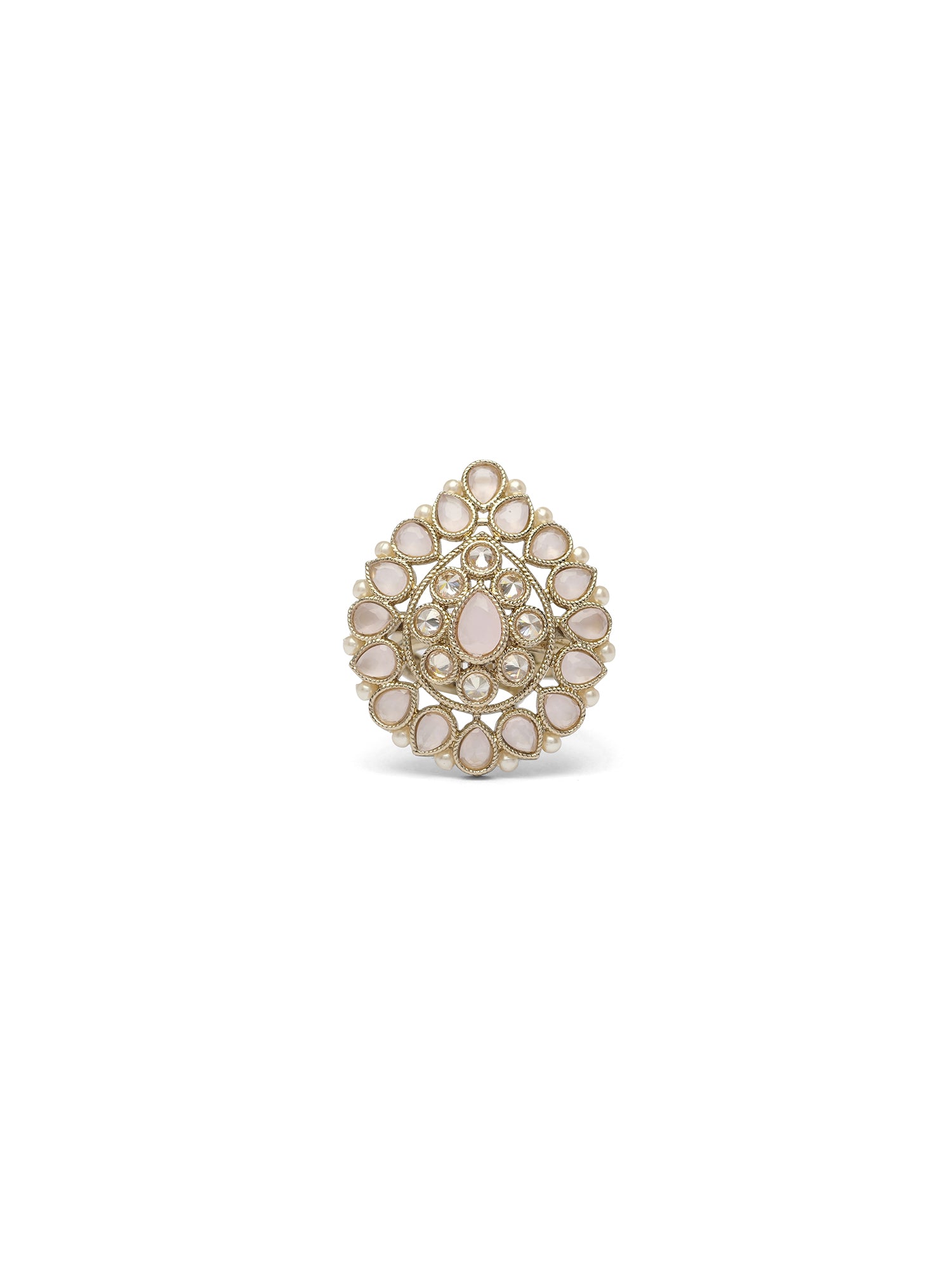 Afsana Pearl Edge Ring in Light Pink
