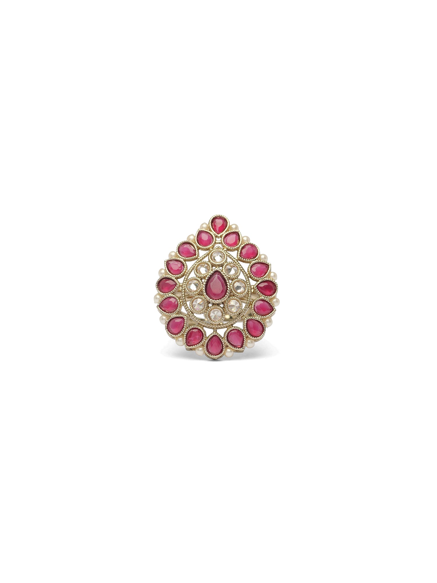 Afsana Pearl Edge Ring in Ruby