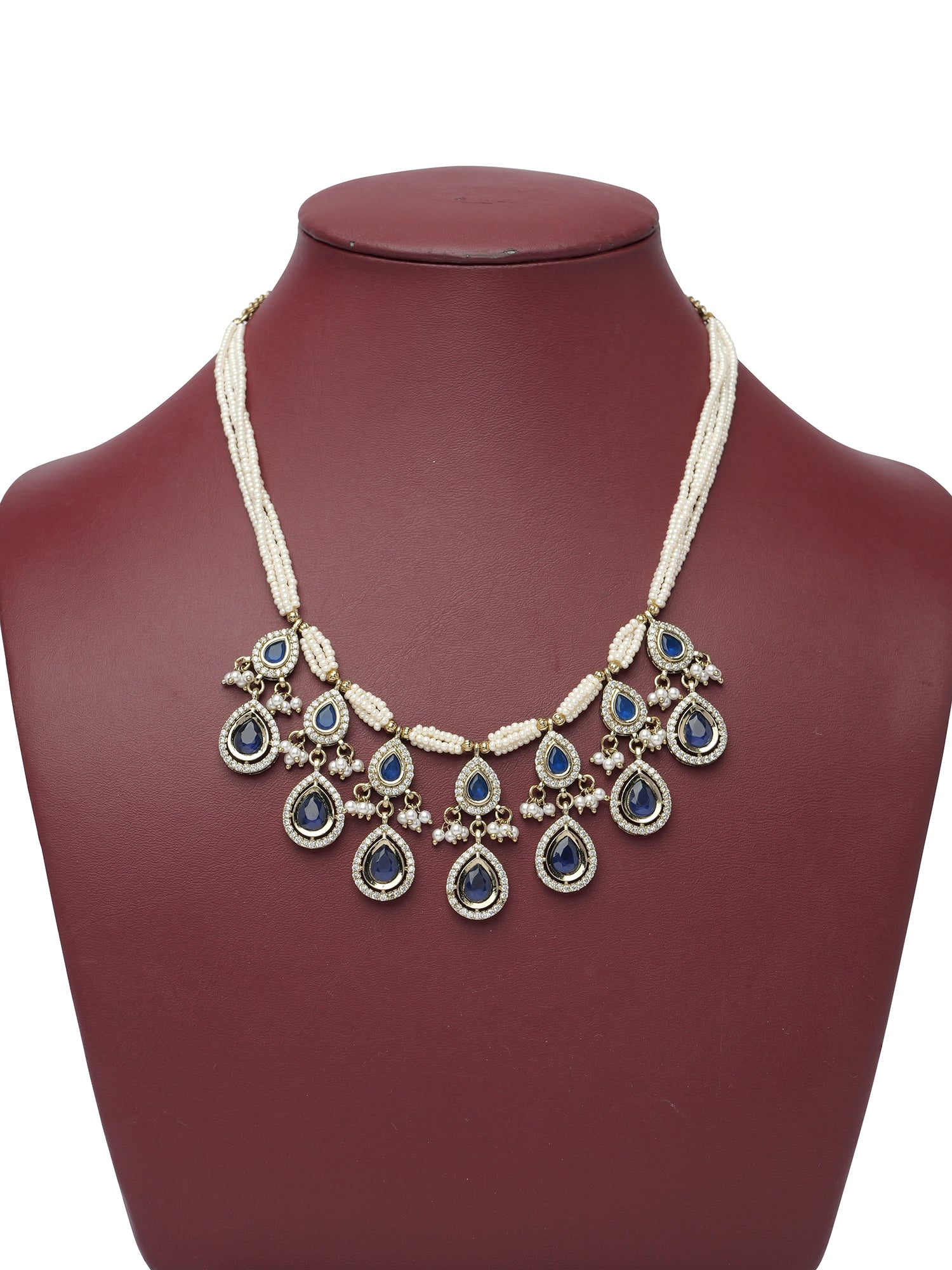 Akshara Kundan Necklace Set in Blue