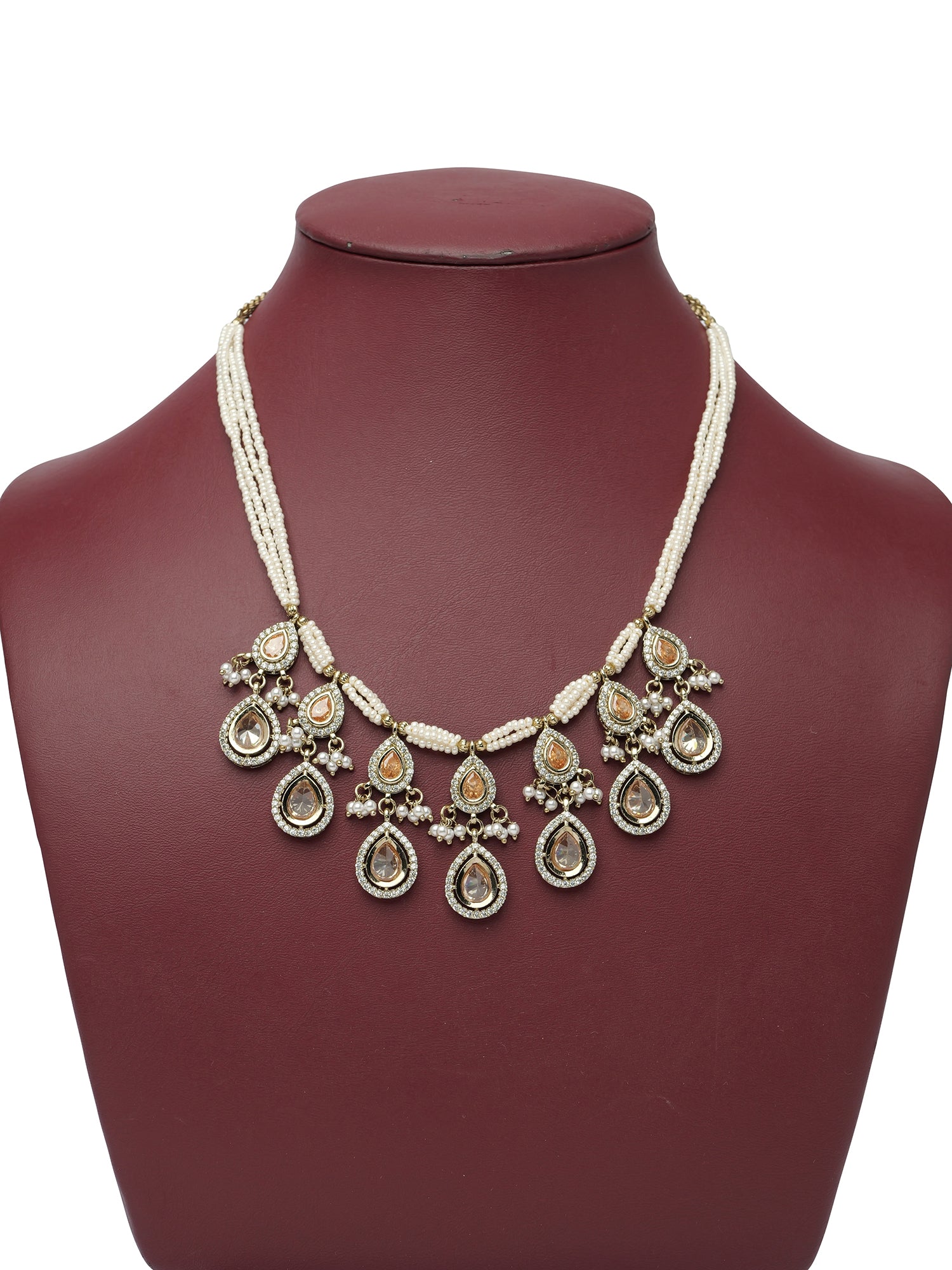Akshara Kundan Necklace Set in Champagne