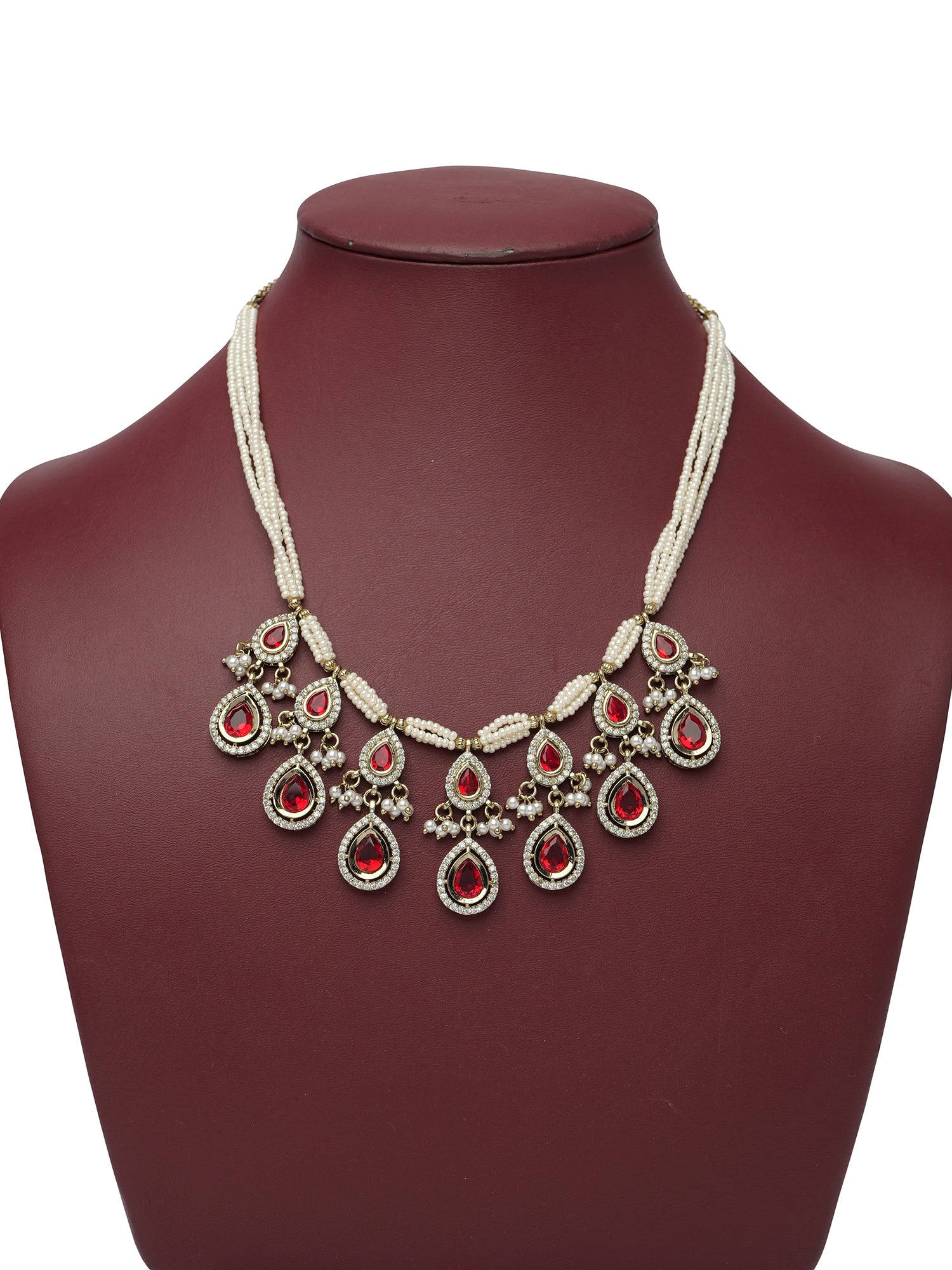 Akshara Kundan Necklace Set in Maroon