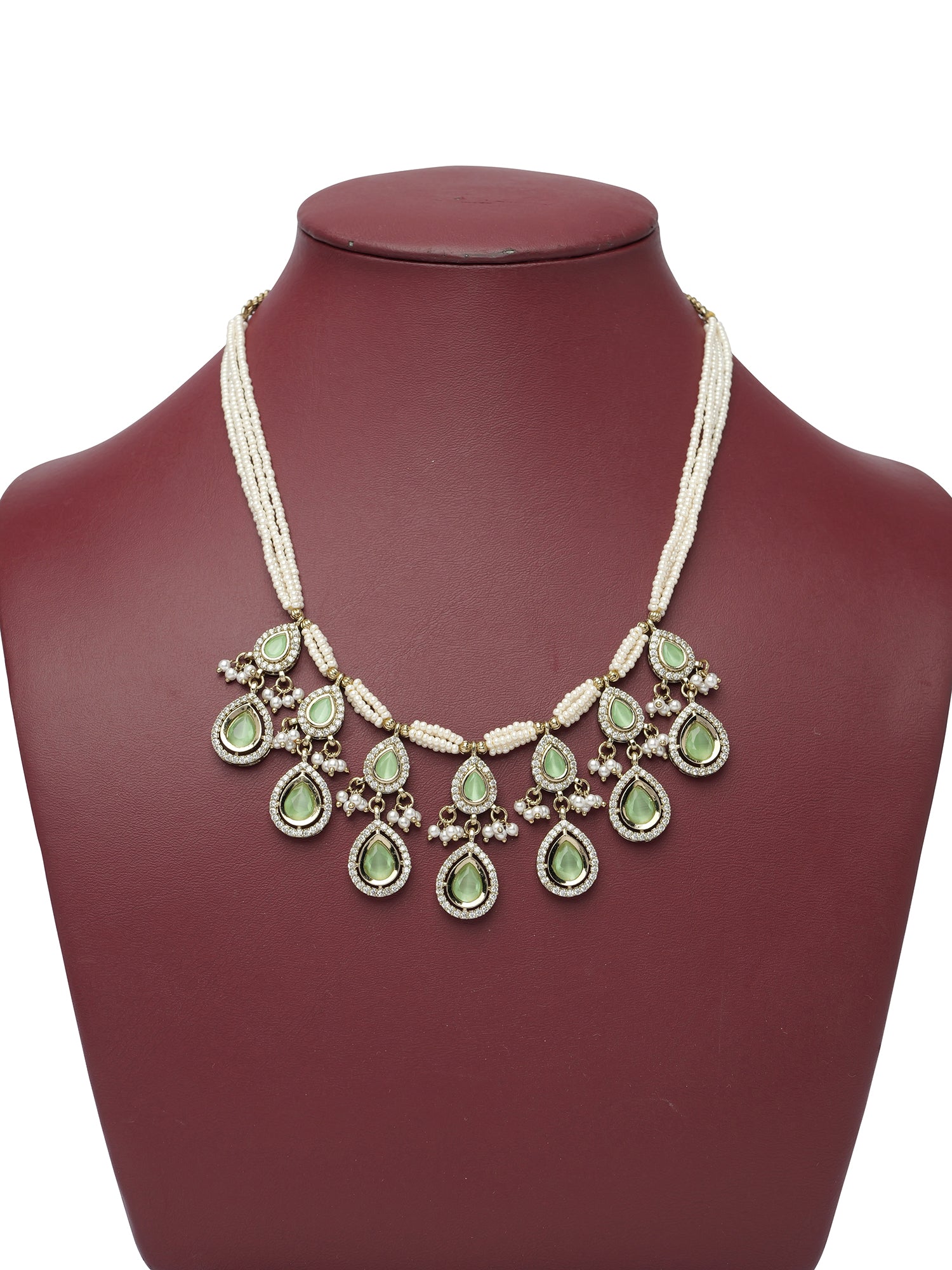 Akshara Kundan Necklace Set in Mint