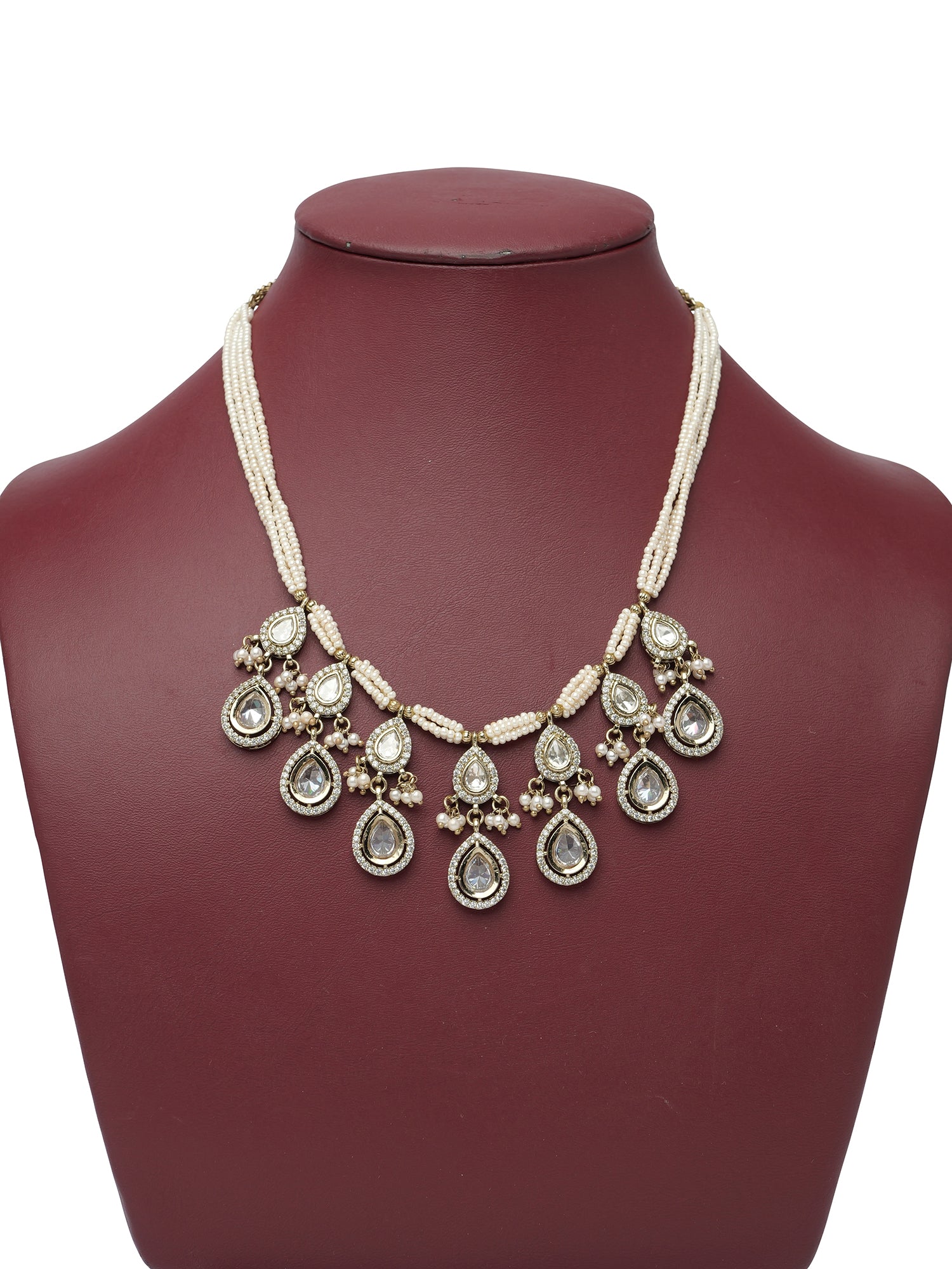 Akshara Kundan Necklace Set in White