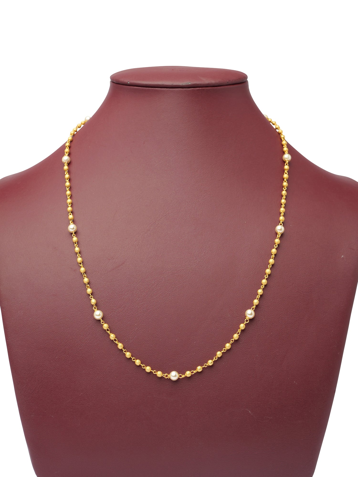 Alia Bead Chain in Pearl and Matte Gold