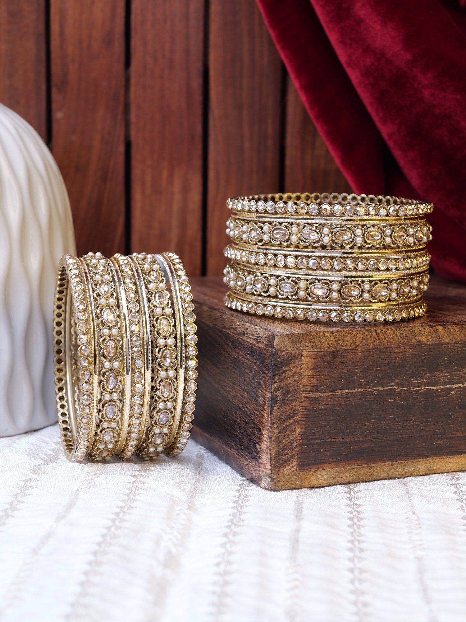 Alira Bangle Set in Champagne and Antique Gold