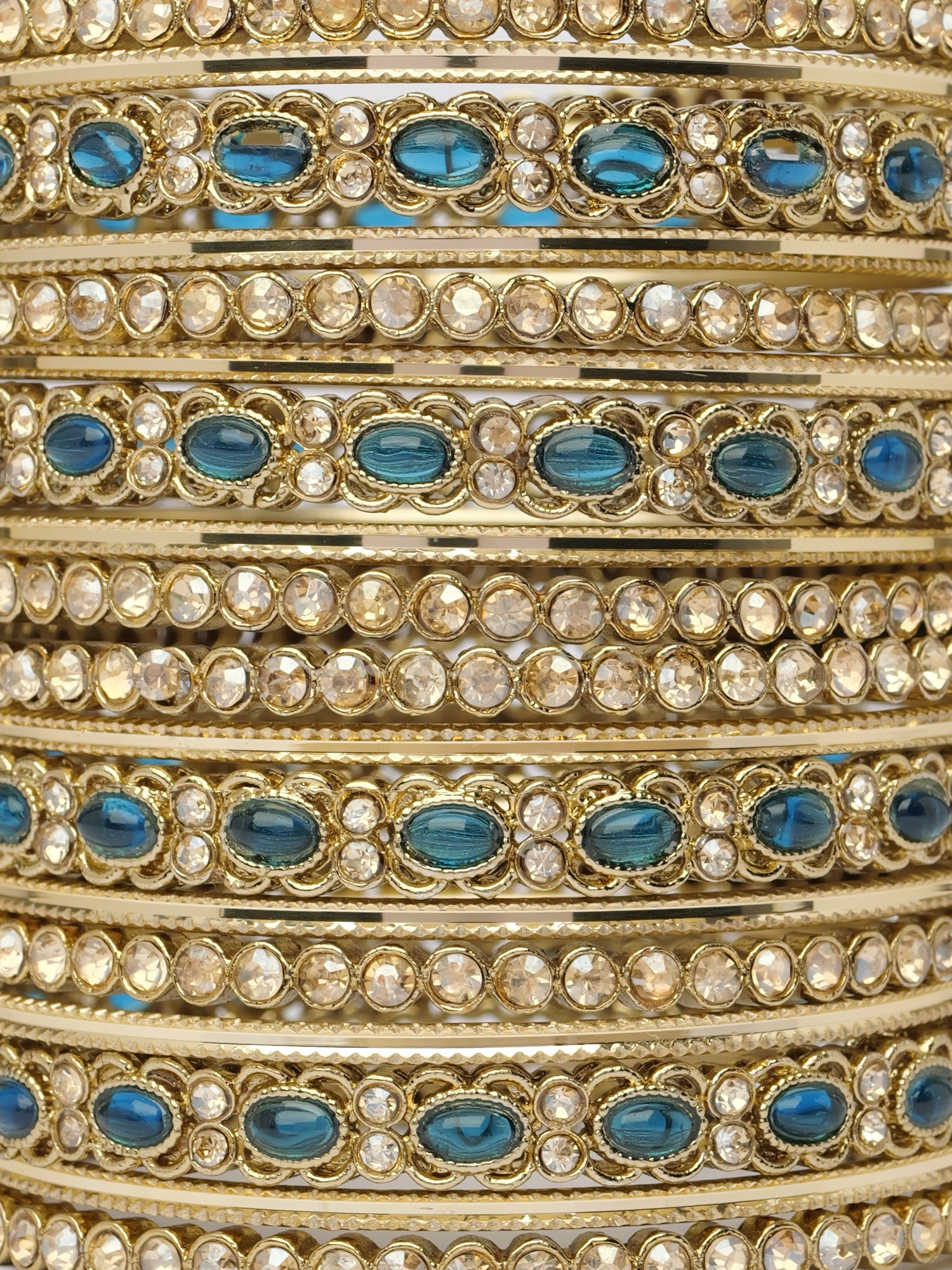 Alira Bangle Set in Blue and Antique Gold