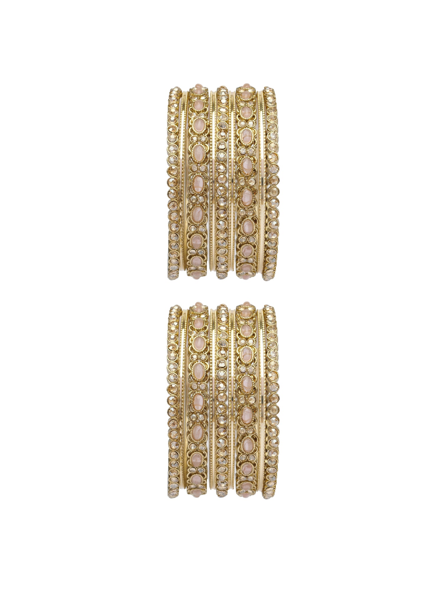 Alira Bangle Set in Light Pink and Antique Gold