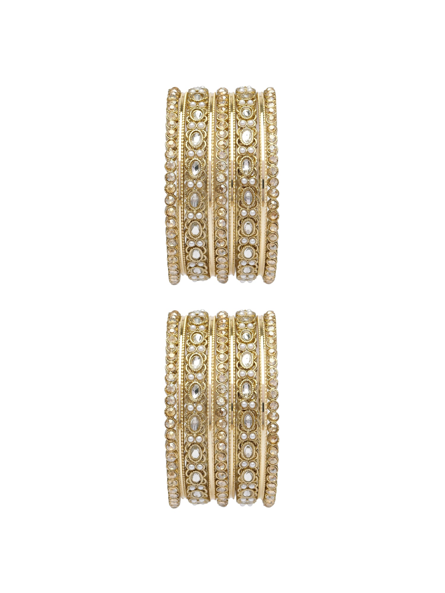 Alira Bangle Set in White and Antique Gold
