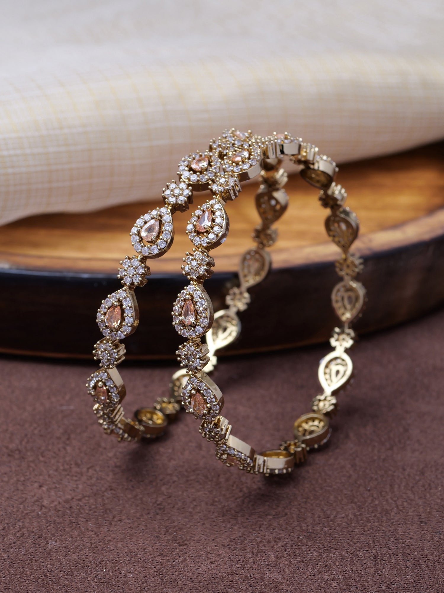 Aliya Cubic Zirconia Bangles in Champagne