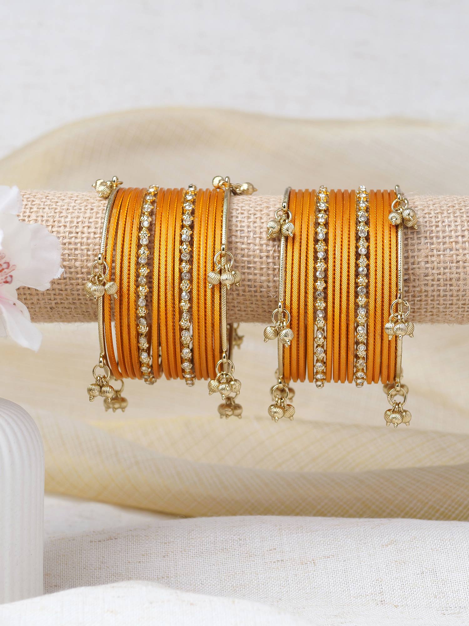 Amani Kashmiri Bangle Set in Golden Yellow