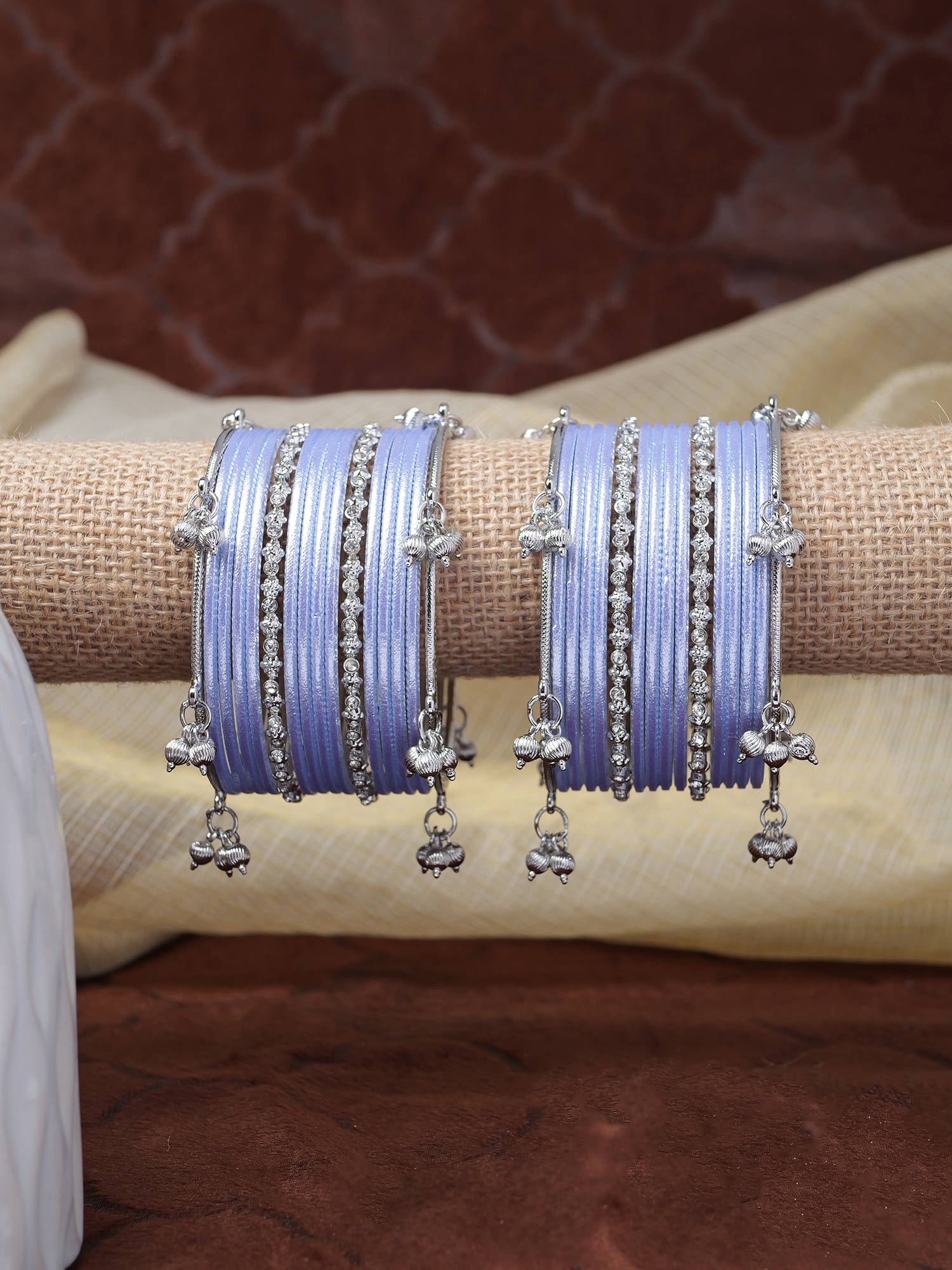 Amani Kashmiri Bangle Set in Light Periwinkle