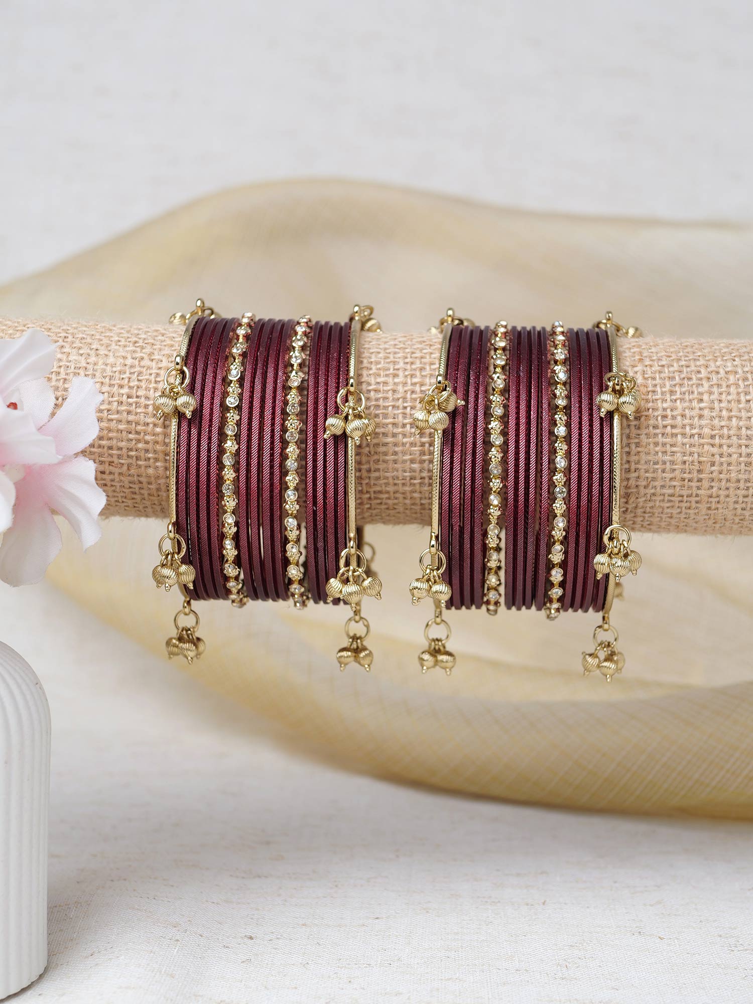 Amani Kashmiri Bangle Set in Maroon