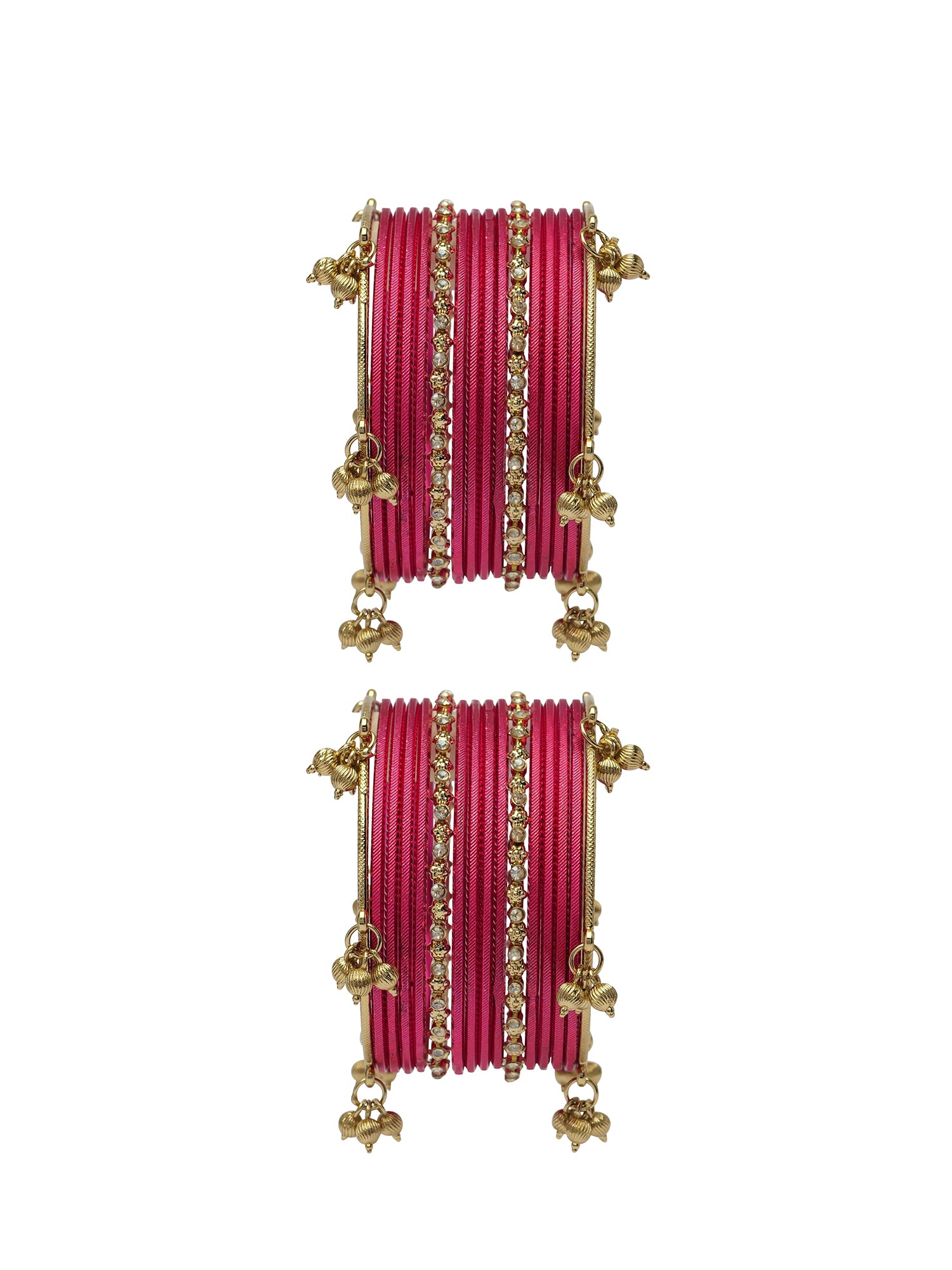 Amani Kashmiri Bangle Set in Fuchsia Pink
