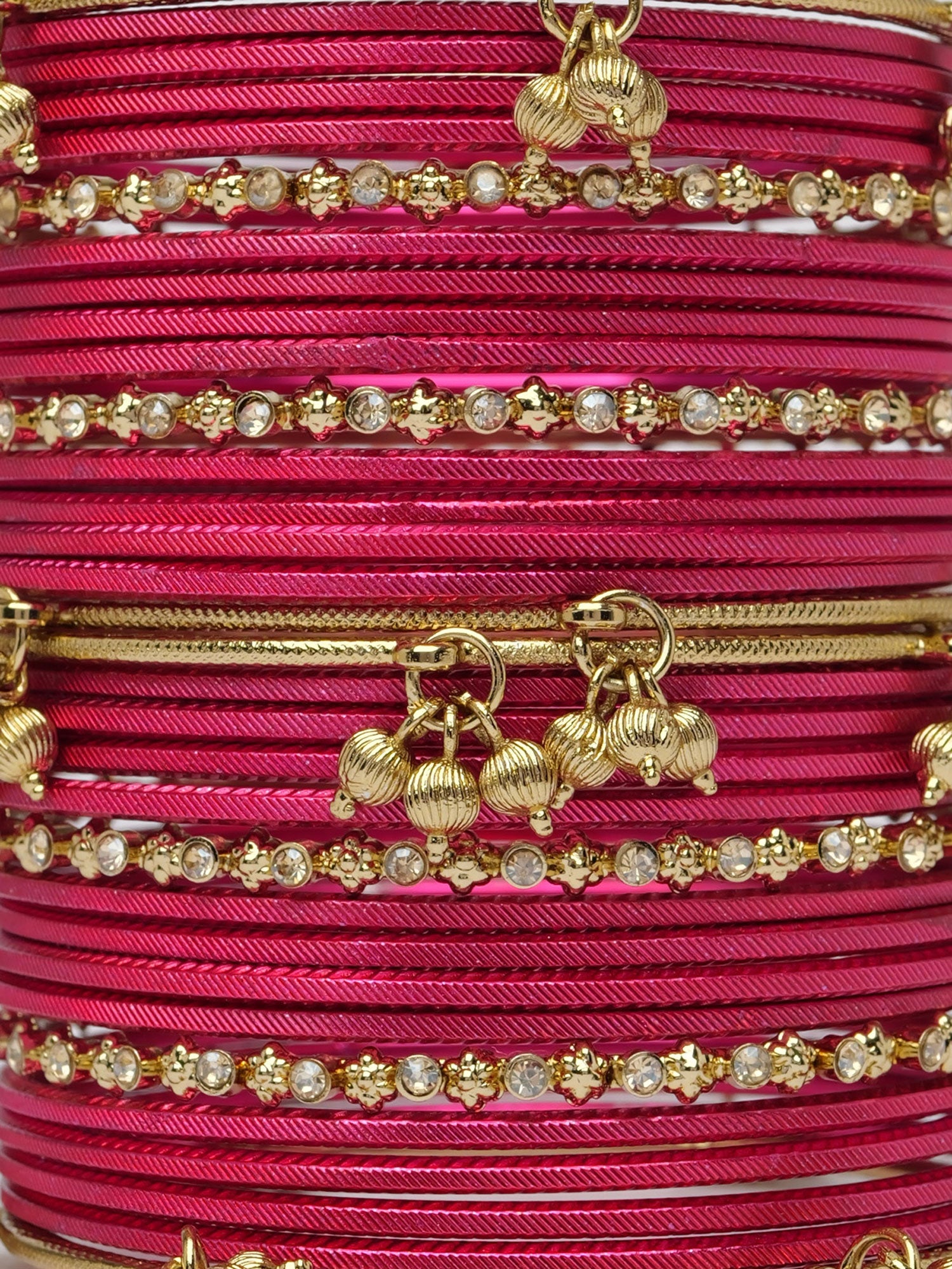 Amani Kashmiri Bangle Set in Fuchsia Pink