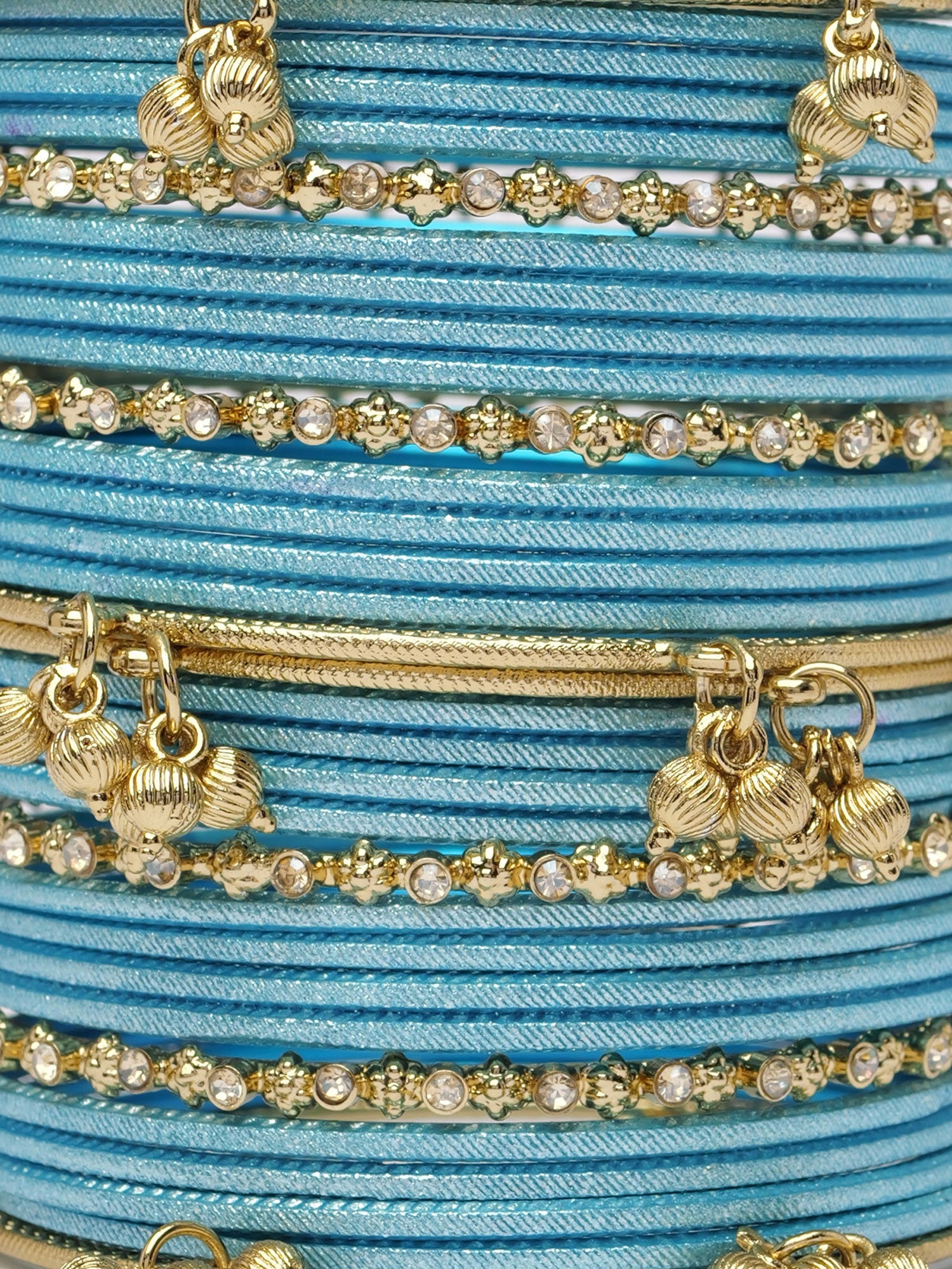 Amani Kashmiri Bnagle Set in Pewter Blue
