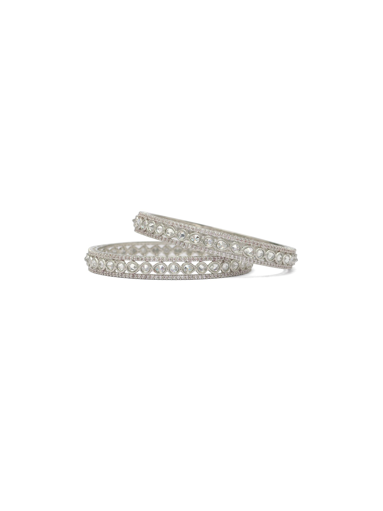Amaya Crystal Kada Bangles in Rhodium