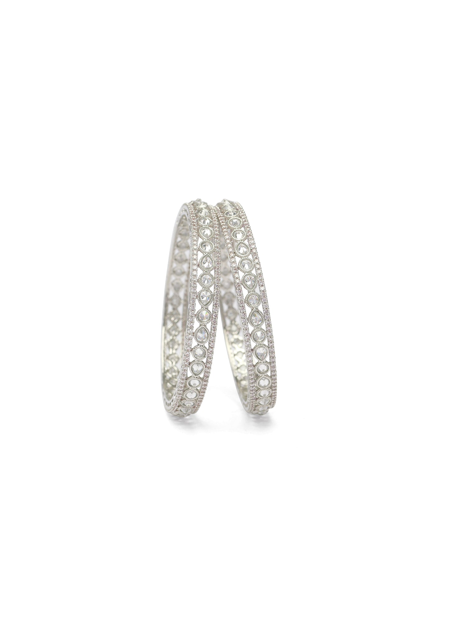 Amaya Crystal Kada Bangles in Rhodium