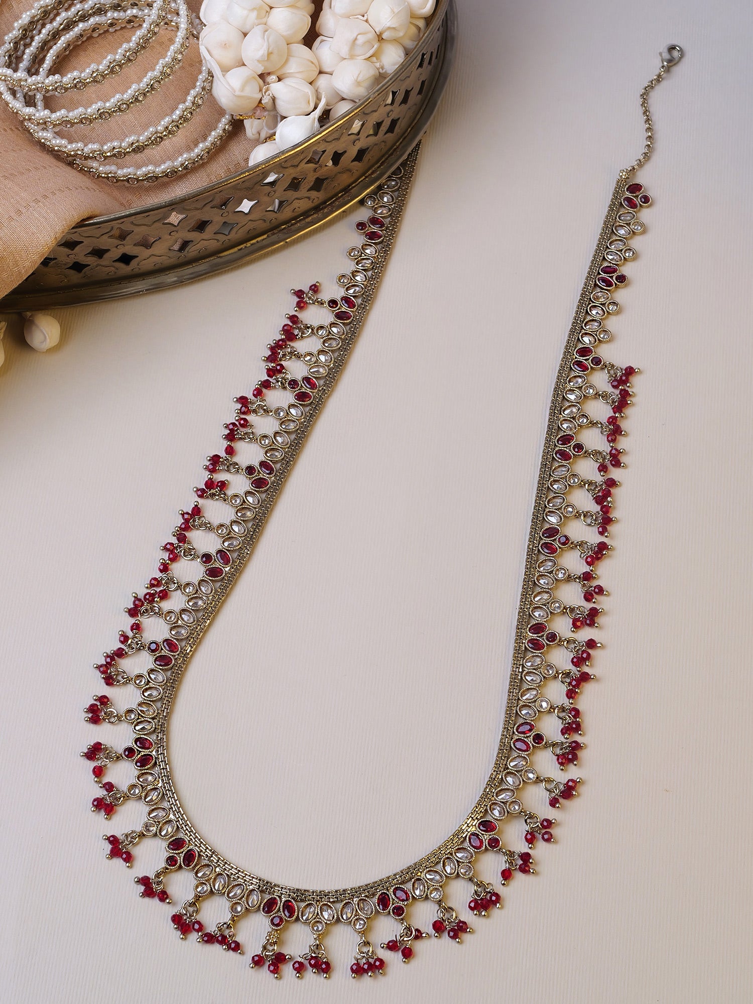 Ameera Long Chain in Maroon