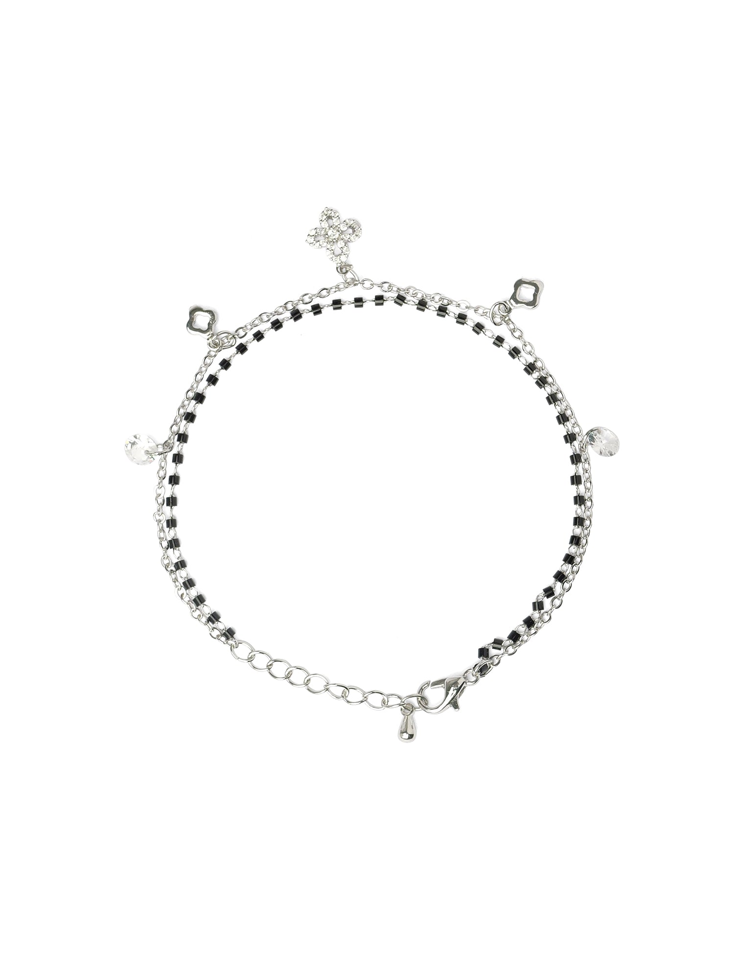 Amelia Charm Bracelet in White and Rhodium